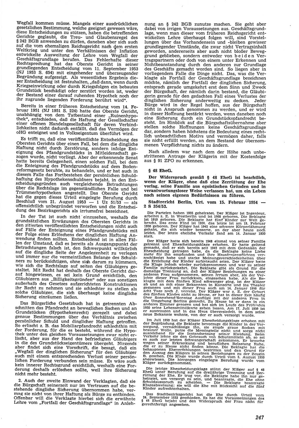 Neue Justiz (NJ), Zeitschrift für Recht und Rechtswissenschaft [Deutsche Demokratische Republik (DDR)], 8. Jahrgang 1954, Seite 247 (NJ DDR 1954, S. 247)