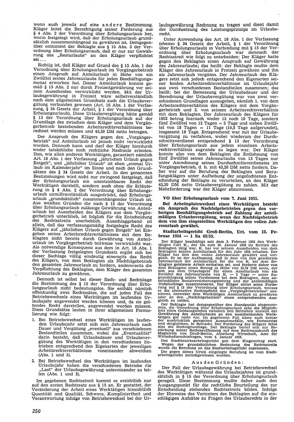 Neue Justiz (NJ), Zeitschrift für Recht und Rechtswissenschaft [Deutsche Demokratische Republik (DDR)], 8. Jahrgang 1954, Seite 250 (NJ DDR 1954, S. 250)