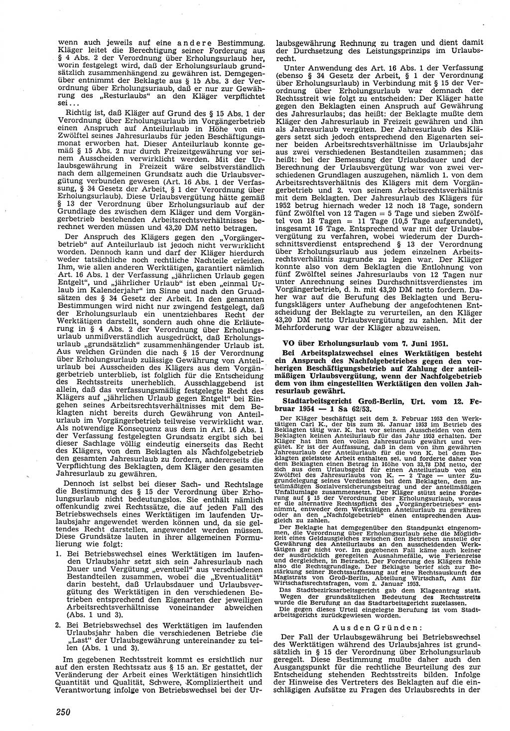 Neue Justiz (NJ), Zeitschrift für Recht und Rechtswissenschaft [Deutsche Demokratische Republik (DDR)], 8. Jahrgang 1954, Seite 250 (NJ DDR 1954, S. 250)