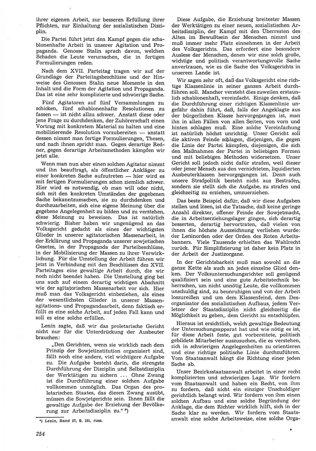Neue Justiz (NJ), Zeitschrift für Recht und Rechtswissenschaft [Deutsche Demokratische Republik (DDR)], 8. Jahrgang 1954, Seite 254 (NJ DDR 1954, S. 254)