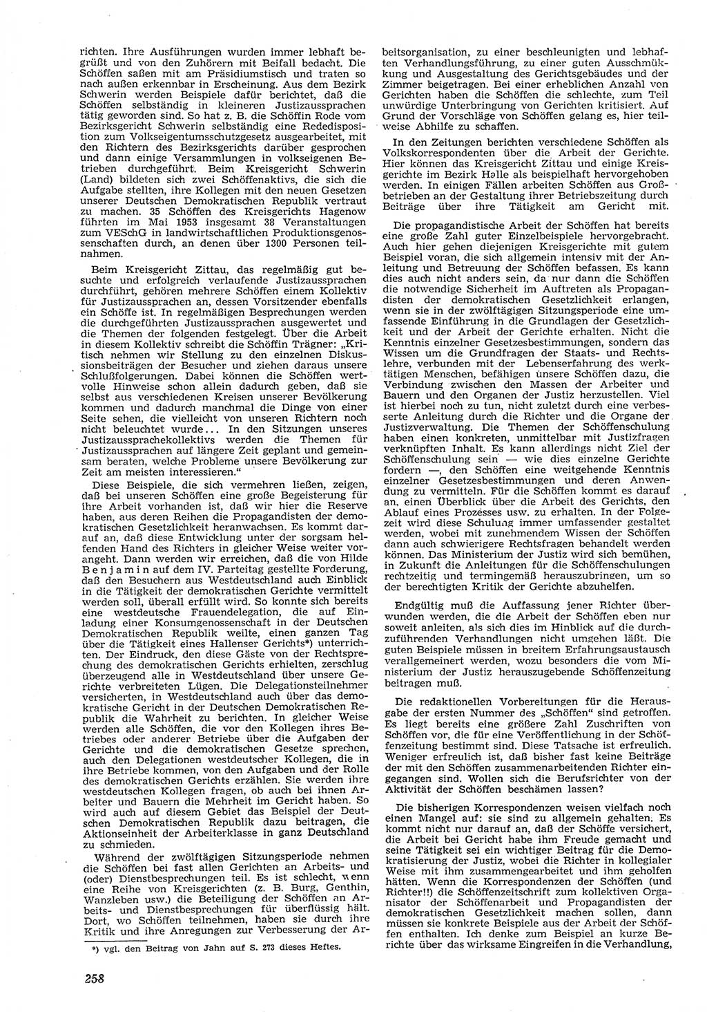 Neue Justiz (NJ), Zeitschrift für Recht und Rechtswissenschaft [Deutsche Demokratische Republik (DDR)], 8. Jahrgang 1954, Seite 258 (NJ DDR 1954, S. 258)