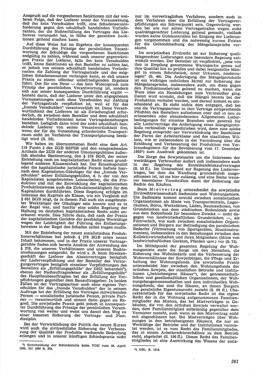 Neue Justiz (NJ), Zeitschrift für Recht und Rechtswissenschaft [Deutsche Demokratische Republik (DDR)], 8. Jahrgang 1954, Seite 261 (NJ DDR 1954, S. 261)