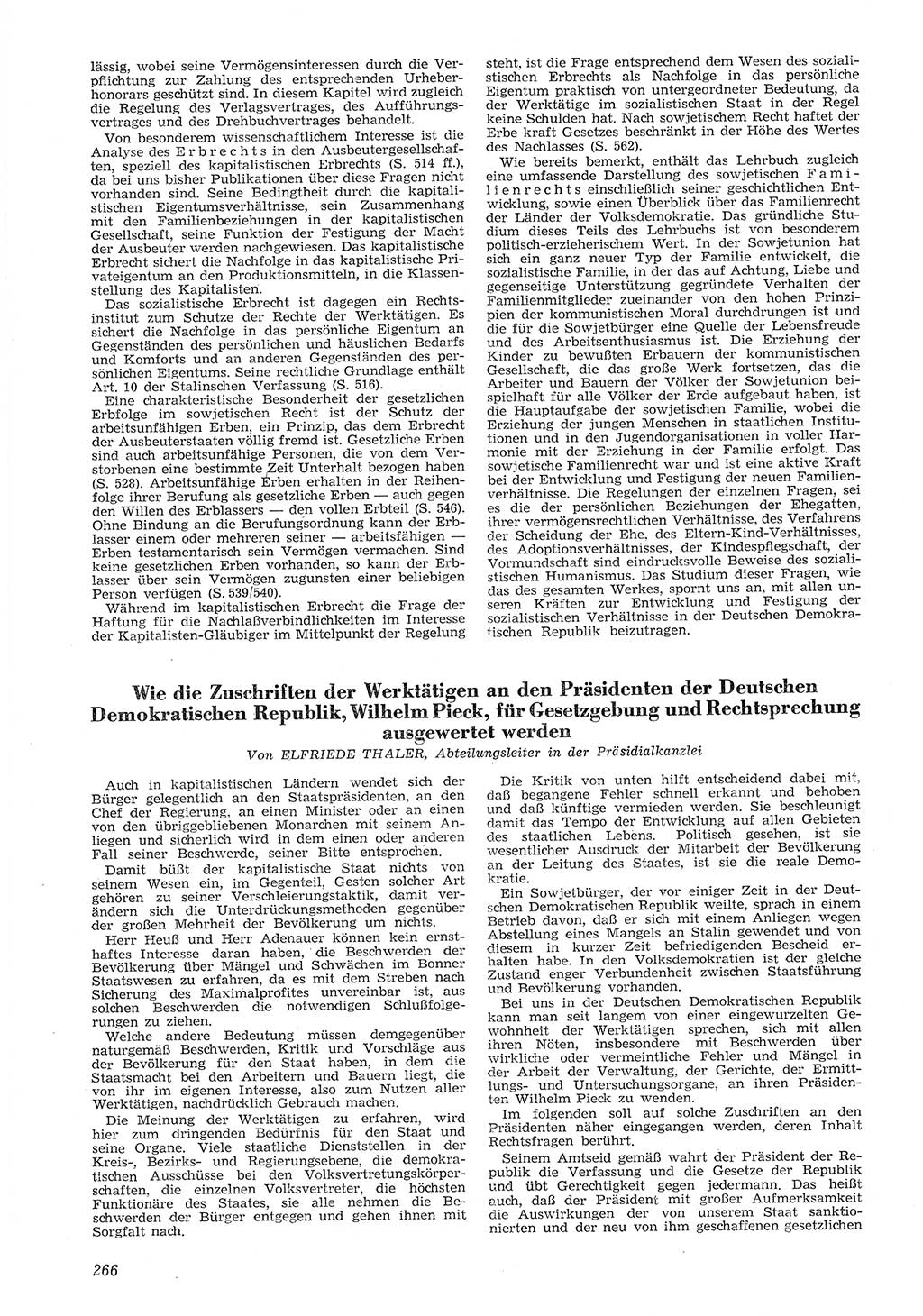 Neue Justiz (NJ), Zeitschrift für Recht und Rechtswissenschaft [Deutsche Demokratische Republik (DDR)], 8. Jahrgang 1954, Seite 266 (NJ DDR 1954, S. 266)