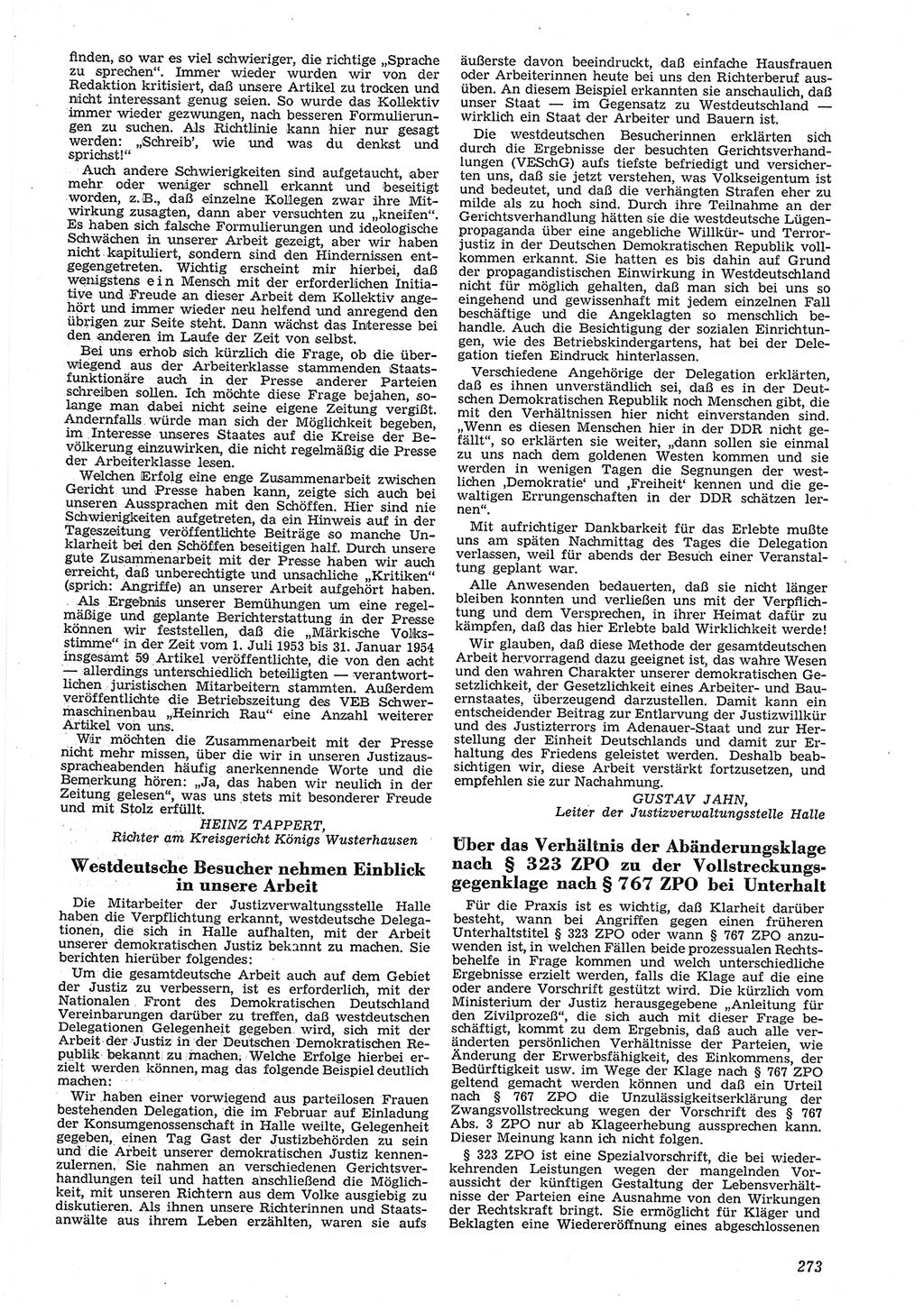 Neue Justiz (NJ), Zeitschrift für Recht und Rechtswissenschaft [Deutsche Demokratische Republik (DDR)], 8. Jahrgang 1954, Seite 273 (NJ DDR 1954, S. 273)