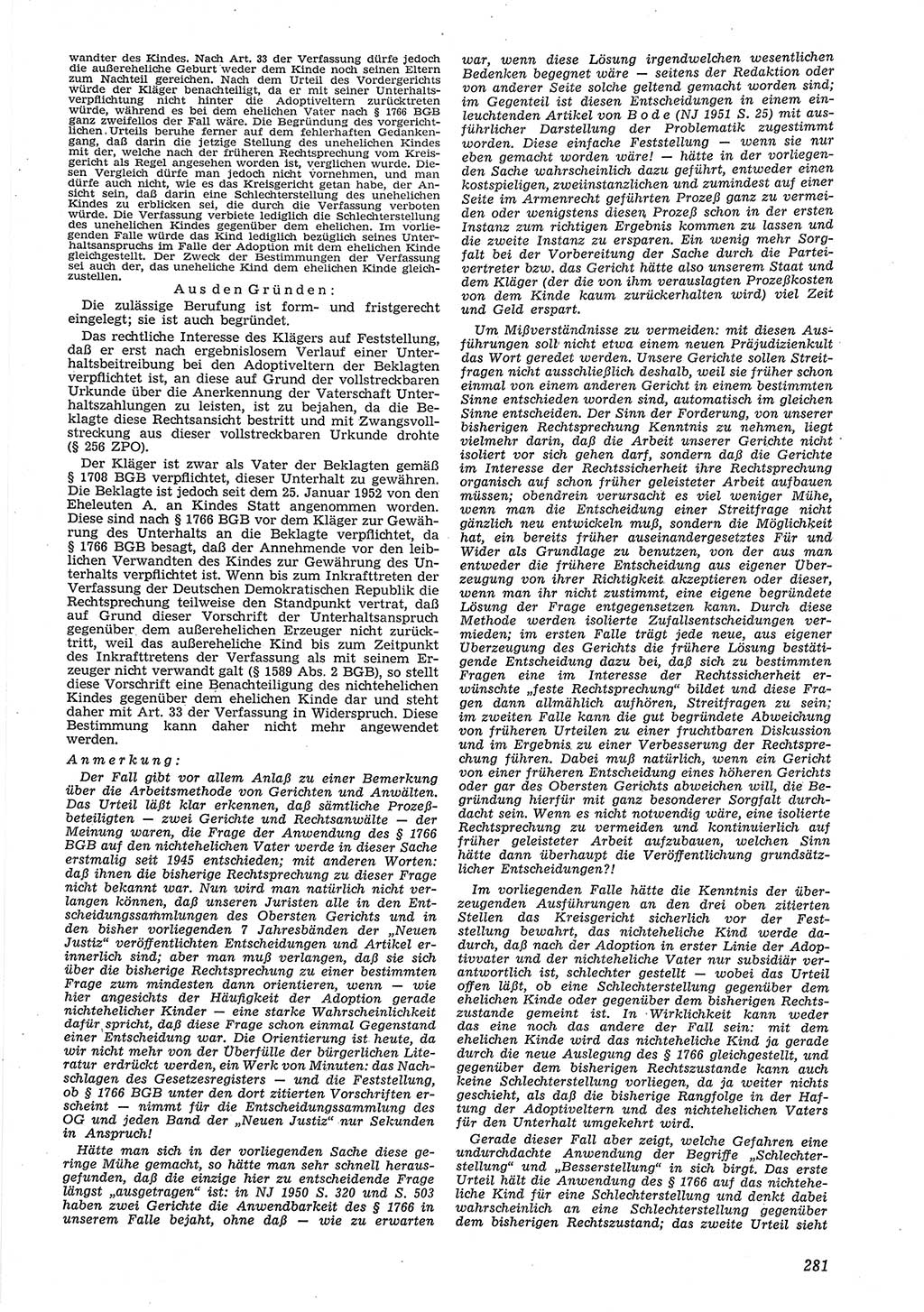 Neue Justiz (NJ), Zeitschrift für Recht und Rechtswissenschaft [Deutsche Demokratische Republik (DDR)], 8. Jahrgang 1954, Seite 281 (NJ DDR 1954, S. 281)
