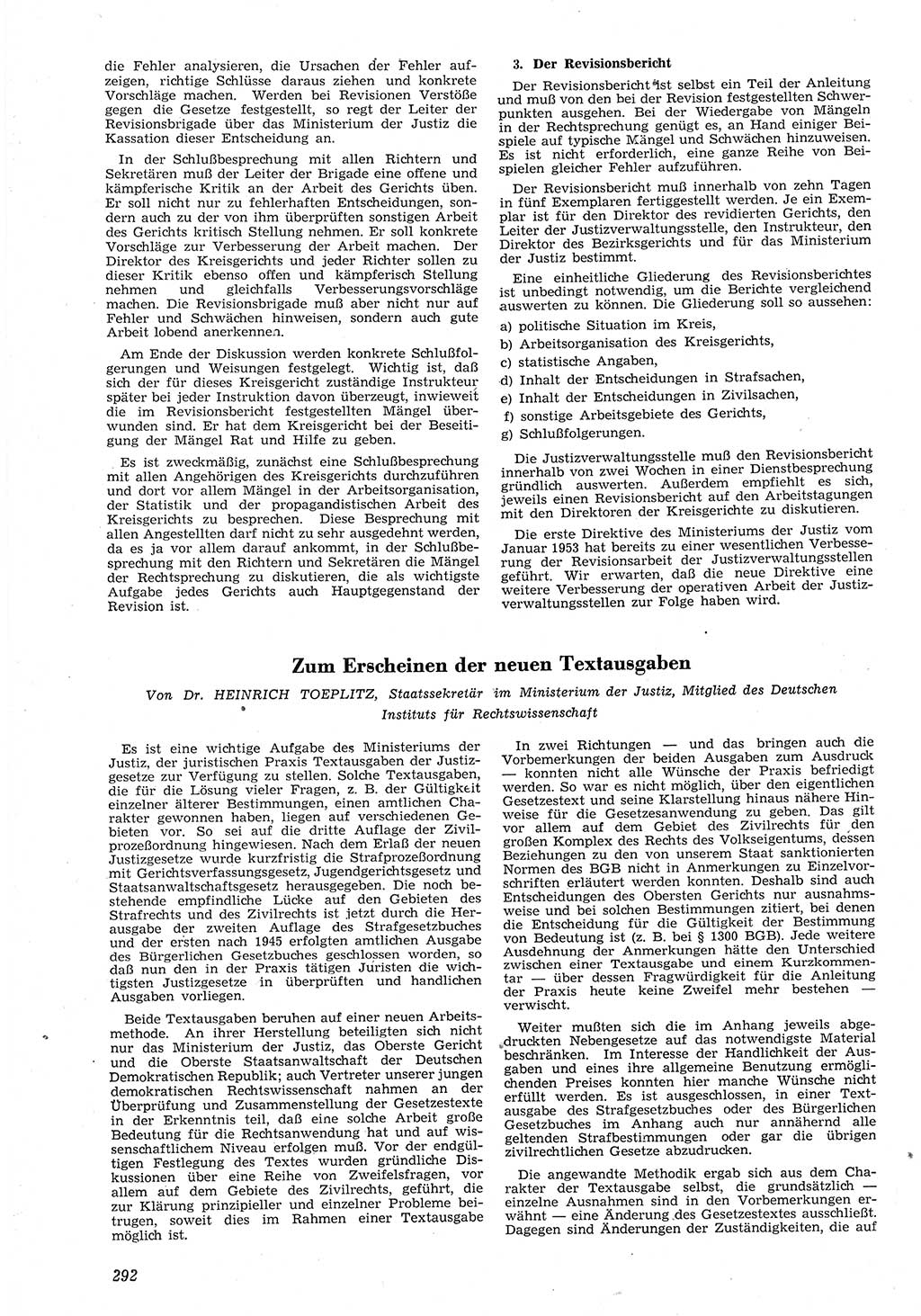 Neue Justiz (NJ), Zeitschrift für Recht und Rechtswissenschaft [Deutsche Demokratische Republik (DDR)], 8. Jahrgang 1954, Seite 292 (NJ DDR 1954, S. 292)