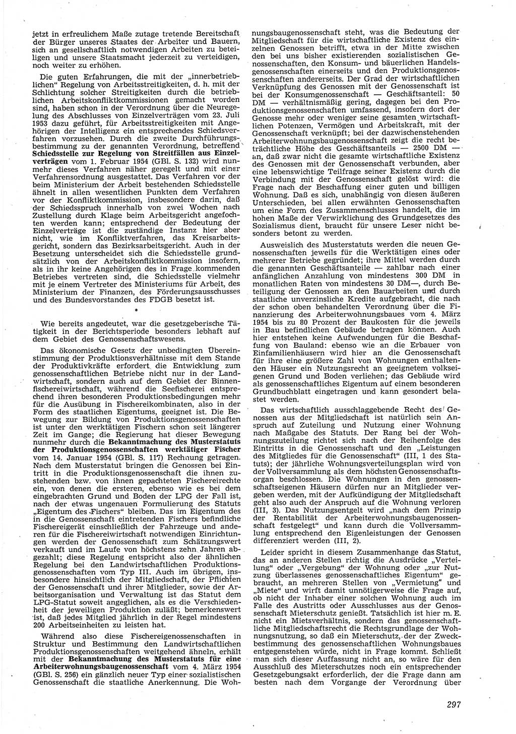 Neue Justiz (NJ), Zeitschrift für Recht und Rechtswissenschaft [Deutsche Demokratische Republik (DDR)], 8. Jahrgang 1954, Seite 297 (NJ DDR 1954, S. 297)