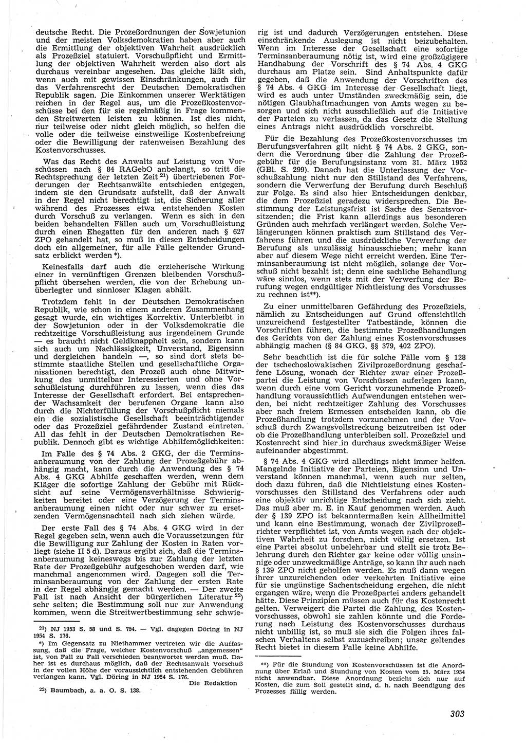Neue Justiz (NJ), Zeitschrift für Recht und Rechtswissenschaft [Deutsche Demokratische Republik (DDR)], 8. Jahrgang 1954, Seite 303 (NJ DDR 1954, S. 303)