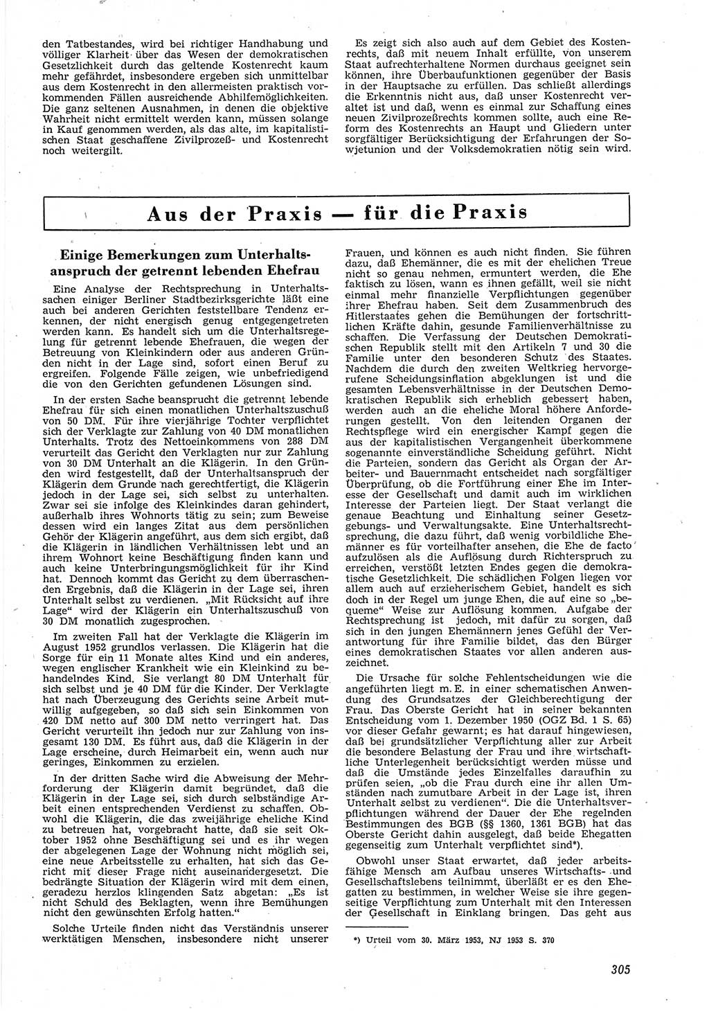 Neue Justiz (NJ), Zeitschrift für Recht und Rechtswissenschaft [Deutsche Demokratische Republik (DDR)], 8. Jahrgang 1954, Seite 305 (NJ DDR 1954, S. 305)