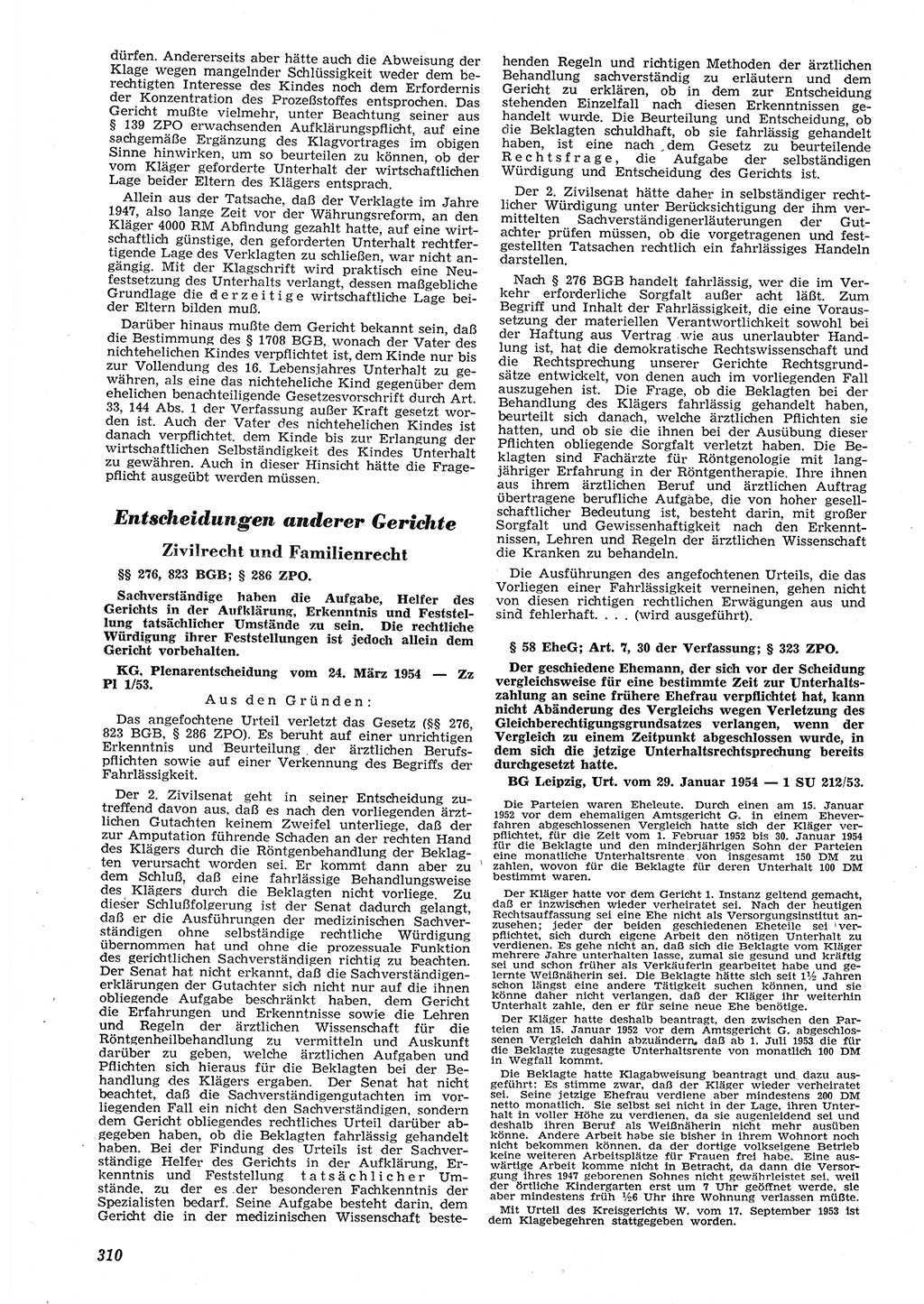 Neue Justiz (NJ), Zeitschrift für Recht und Rechtswissenschaft [Deutsche Demokratische Republik (DDR)], 8. Jahrgang 1954, Seite 310 (NJ DDR 1954, S. 310)