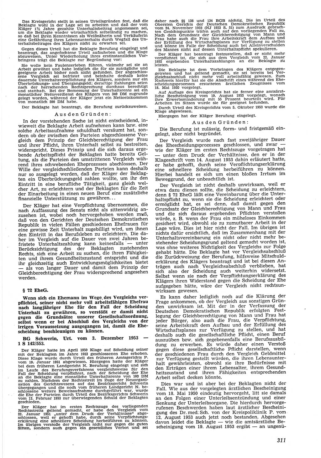 Neue Justiz (NJ), Zeitschrift für Recht und Rechtswissenschaft [Deutsche Demokratische Republik (DDR)], 8. Jahrgang 1954, Seite 311 (NJ DDR 1954, S. 311)