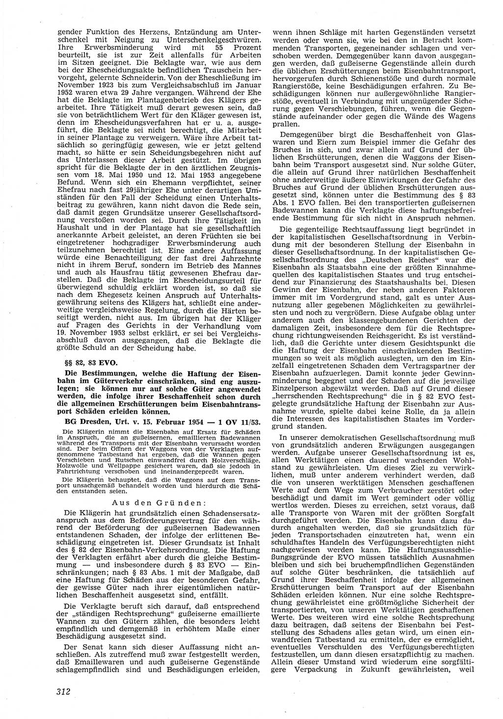 Neue Justiz (NJ), Zeitschrift für Recht und Rechtswissenschaft [Deutsche Demokratische Republik (DDR)], 8. Jahrgang 1954, Seite 312 (NJ DDR 1954, S. 312)