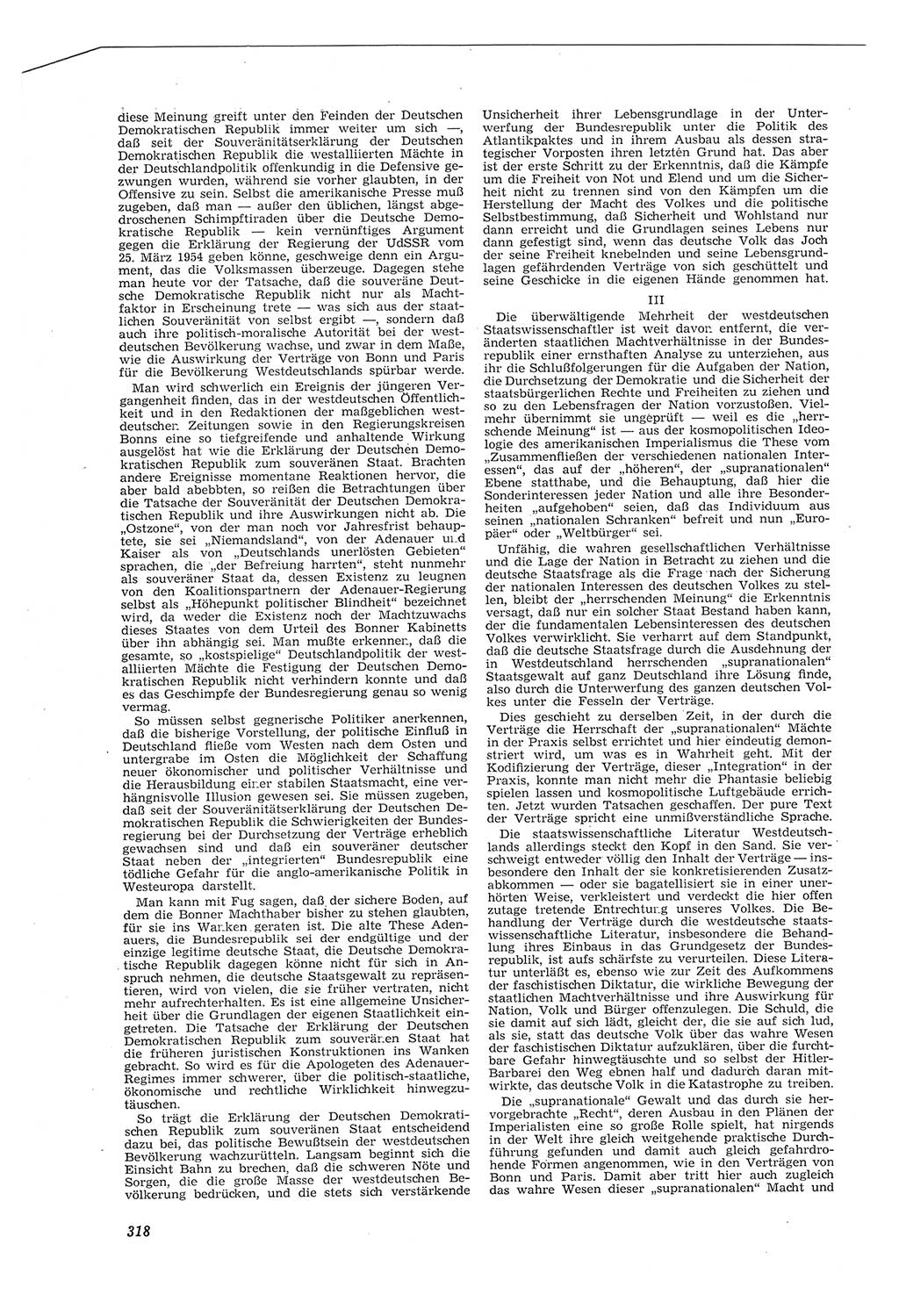 Neue Justiz (NJ), Zeitschrift für Recht und Rechtswissenschaft [Deutsche Demokratische Republik (DDR)], 8. Jahrgang 1954, Seite 318 (NJ DDR 1954, S. 318)