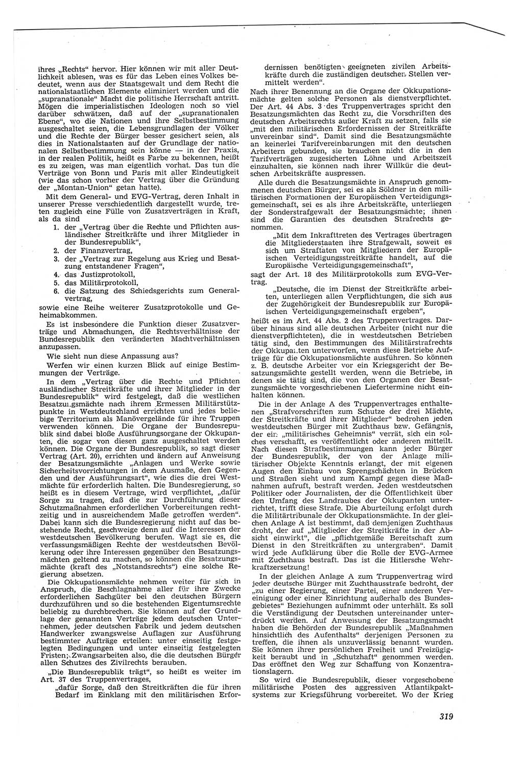 Neue Justiz (NJ), Zeitschrift für Recht und Rechtswissenschaft [Deutsche Demokratische Republik (DDR)], 8. Jahrgang 1954, Seite 319 (NJ DDR 1954, S. 319)