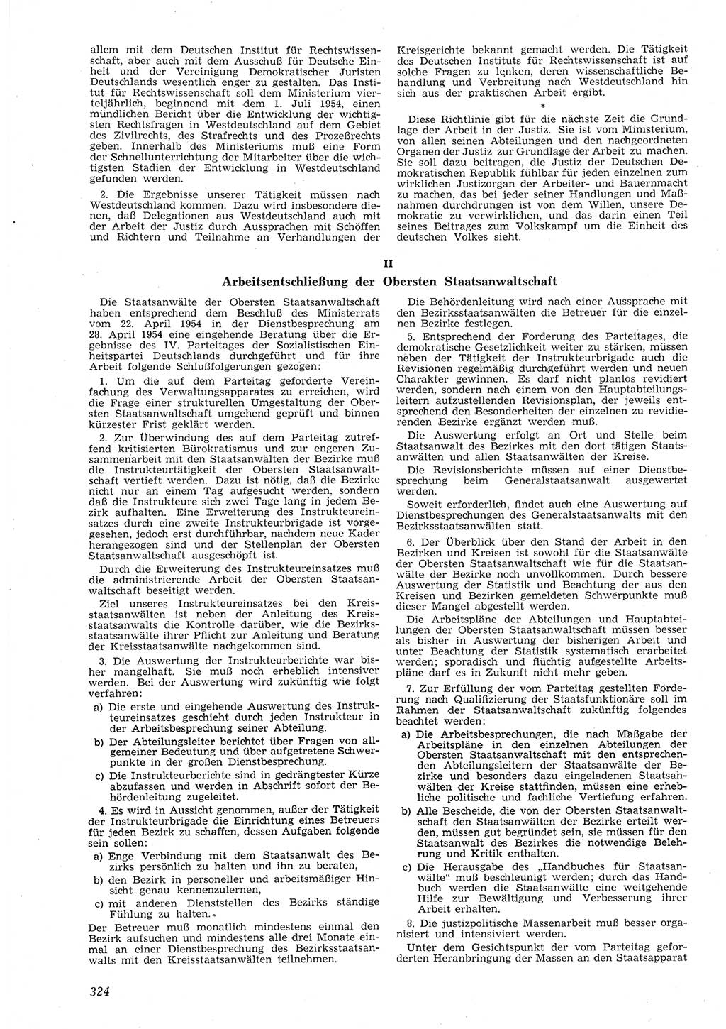 Neue Justiz (NJ), Zeitschrift für Recht und Rechtswissenschaft [Deutsche Demokratische Republik (DDR)], 8. Jahrgang 1954, Seite 324 (NJ DDR 1954, S. 324)