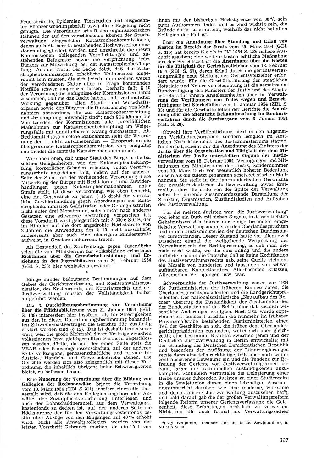 Neue Justiz (NJ), Zeitschrift für Recht und Rechtswissenschaft [Deutsche Demokratische Republik (DDR)], 8. Jahrgang 1954, Seite 327 (NJ DDR 1954, S. 327)