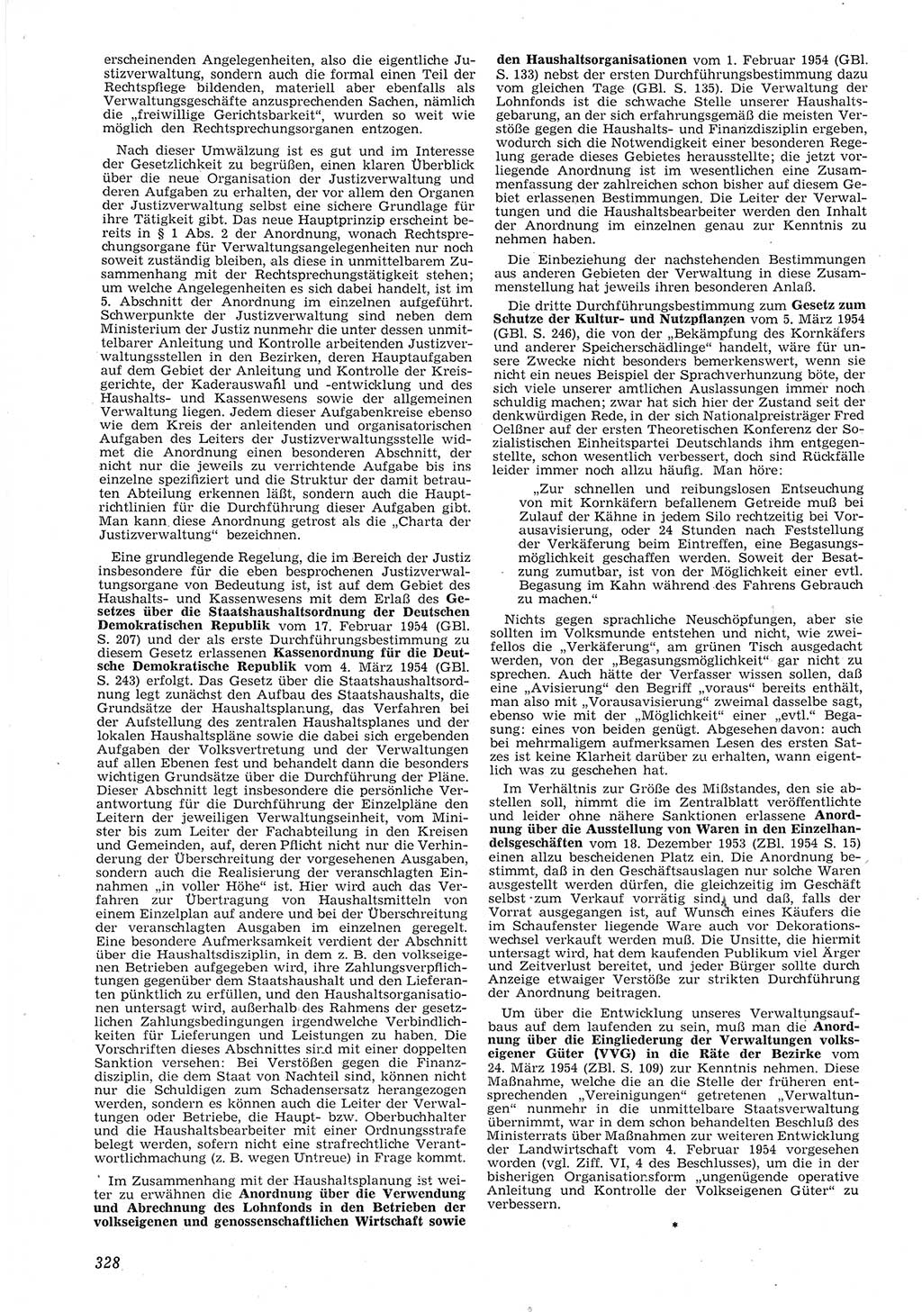 Neue Justiz (NJ), Zeitschrift für Recht und Rechtswissenschaft [Deutsche Demokratische Republik (DDR)], 8. Jahrgang 1954, Seite 328 (NJ DDR 1954, S. 328)