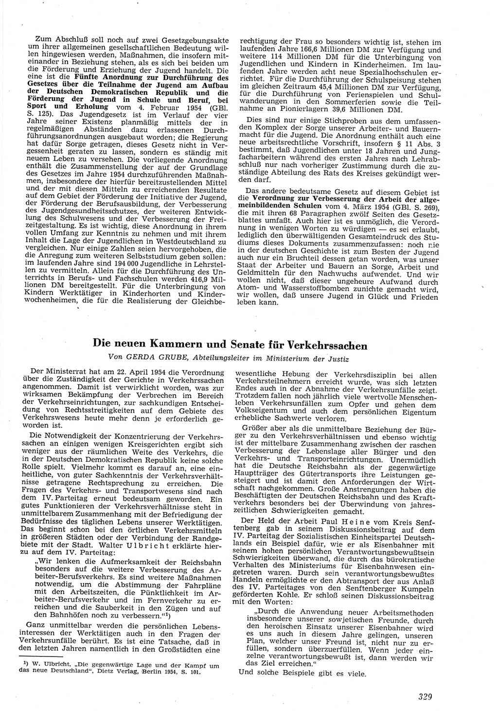 Neue Justiz (NJ), Zeitschrift für Recht und Rechtswissenschaft [Deutsche Demokratische Republik (DDR)], 8. Jahrgang 1954, Seite 329 (NJ DDR 1954, S. 329)