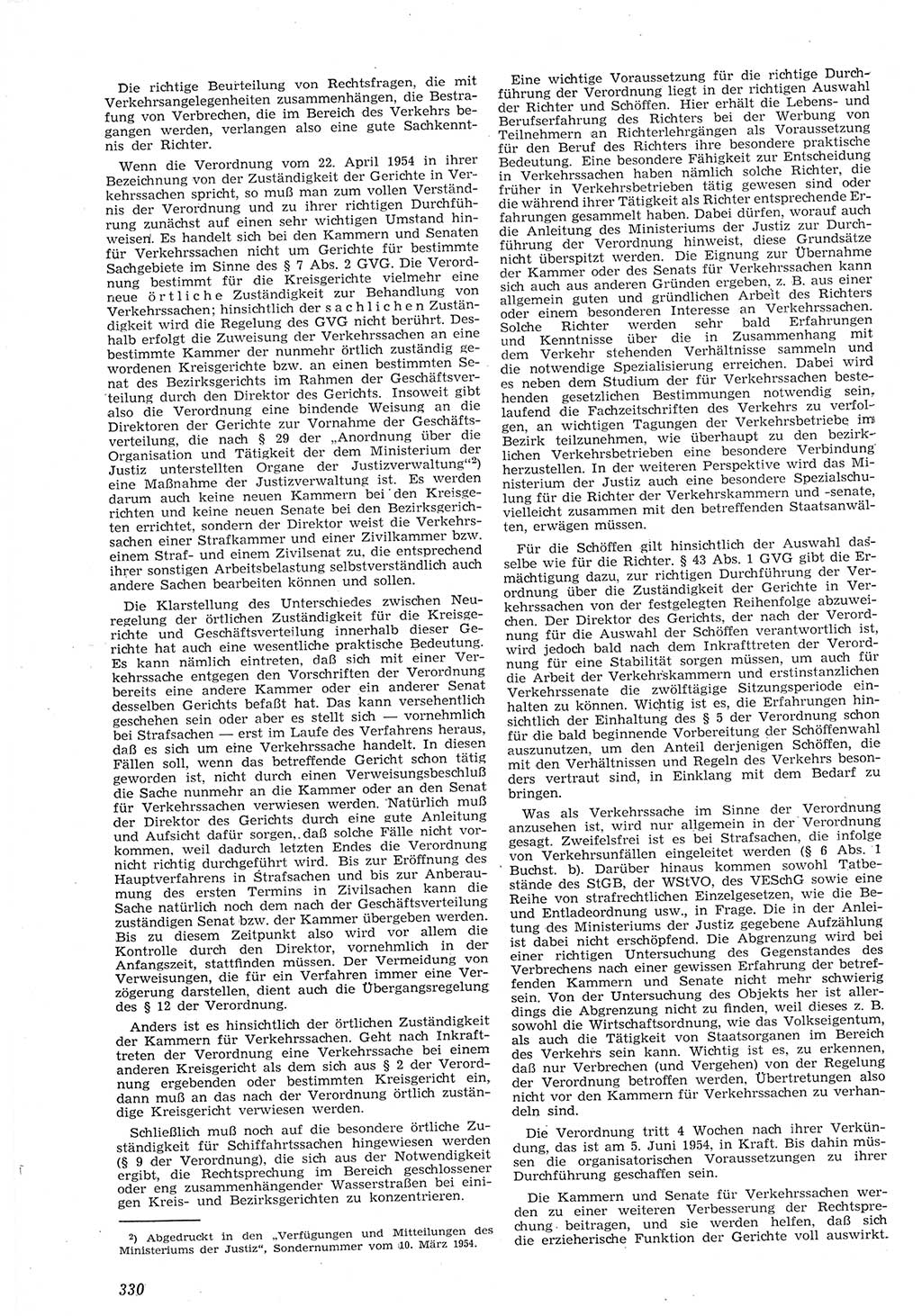 Neue Justiz (NJ), Zeitschrift für Recht und Rechtswissenschaft [Deutsche Demokratische Republik (DDR)], 8. Jahrgang 1954, Seite 330 (NJ DDR 1954, S. 330)