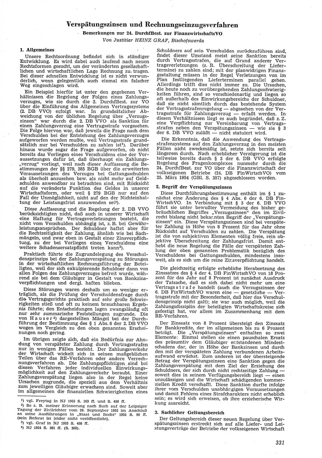 Neue Justiz (NJ), Zeitschrift für Recht und Rechtswissenschaft [Deutsche Demokratische Republik (DDR)], 8. Jahrgang 1954, Seite 331 (NJ DDR 1954, S. 331)