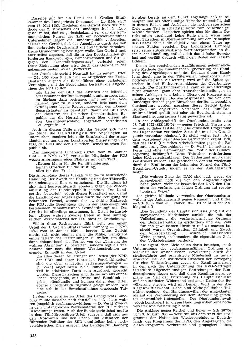 Neue Justiz (NJ), Zeitschrift für Recht und Rechtswissenschaft [Deutsche Demokratische Republik (DDR)], 8. Jahrgang 1954, Seite 338 (NJ DDR 1954, S. 338)