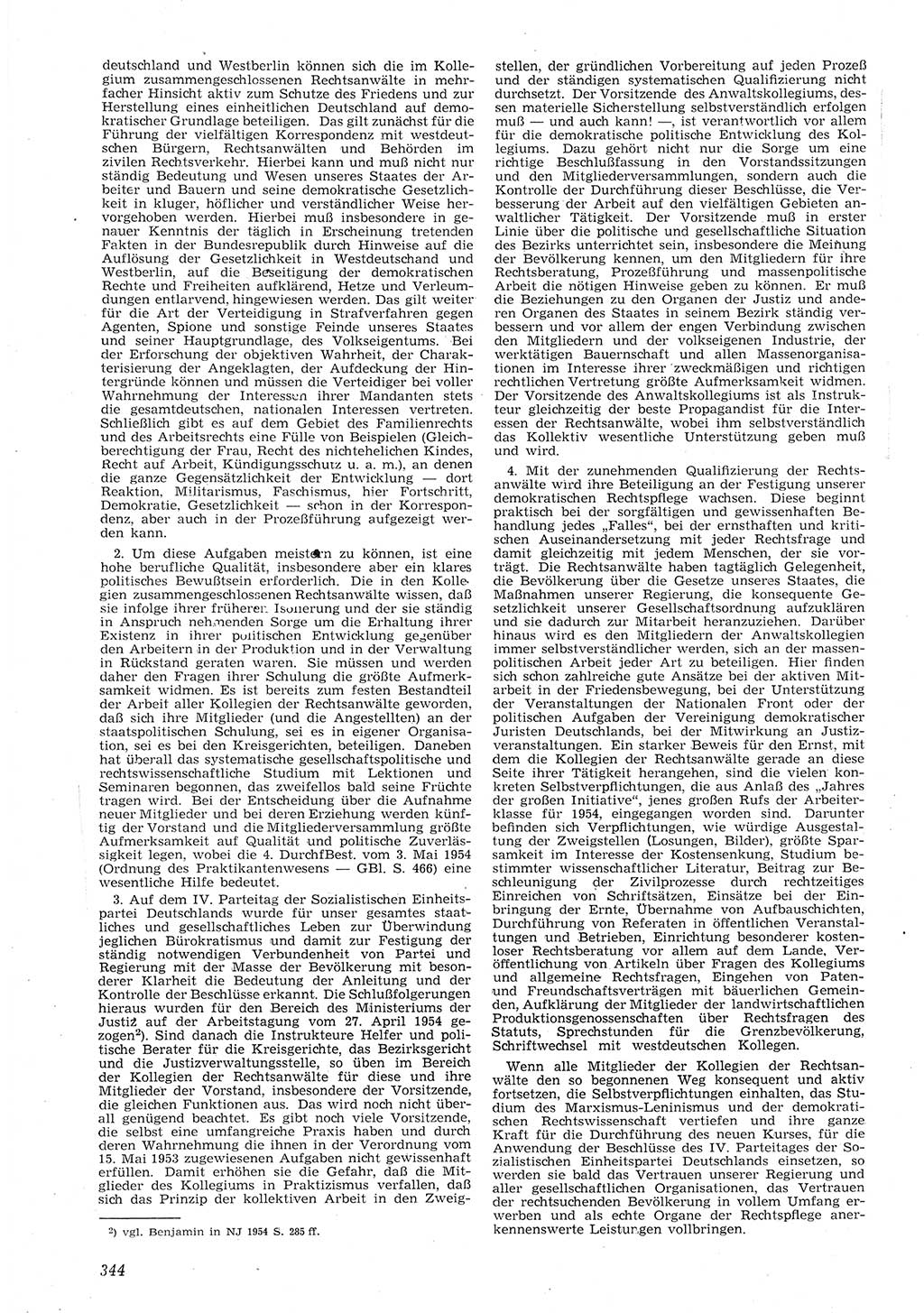 Neue Justiz (NJ), Zeitschrift für Recht und Rechtswissenschaft [Deutsche Demokratische Republik (DDR)], 8. Jahrgang 1954, Seite 344 (NJ DDR 1954, S. 344)