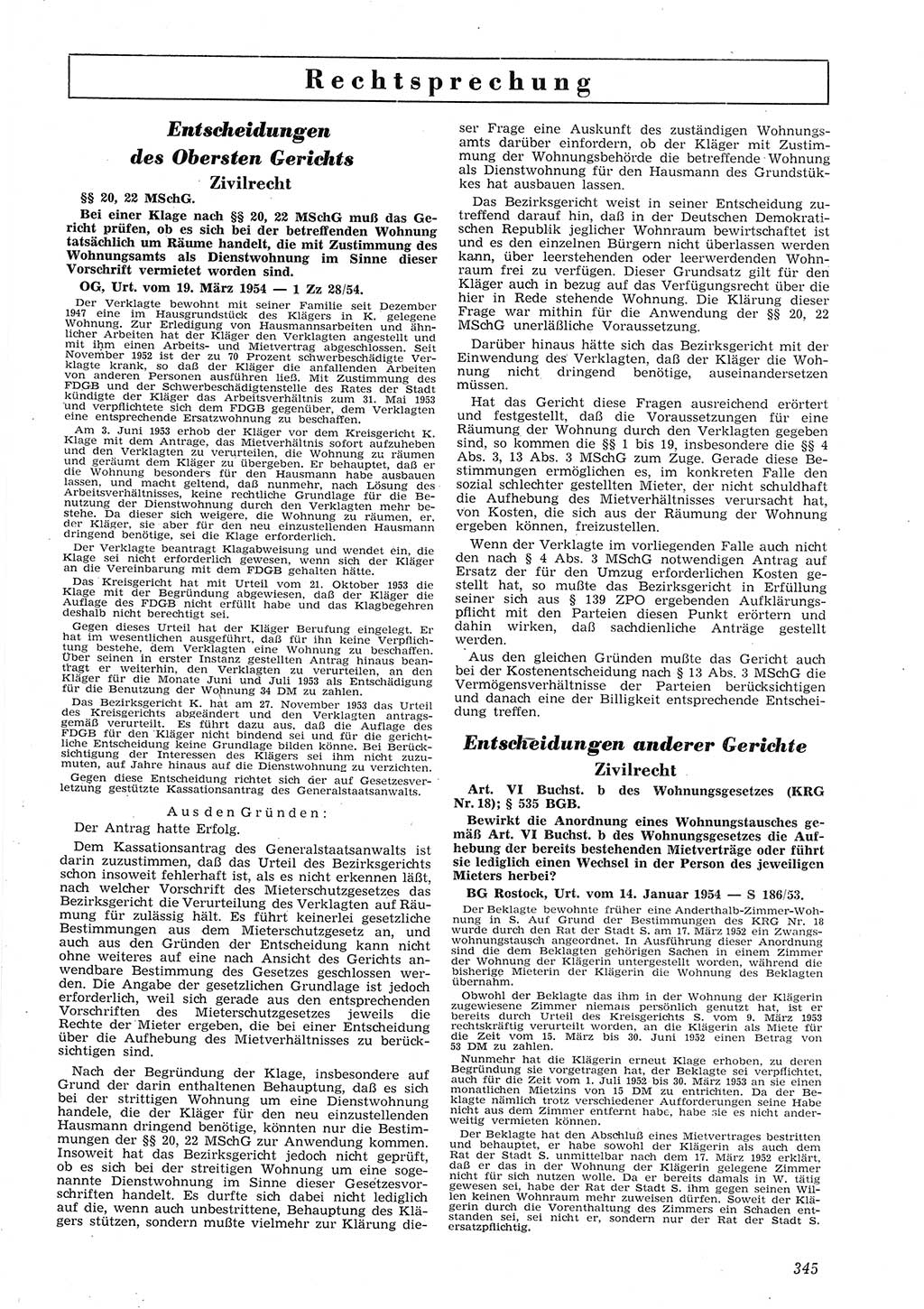 Neue Justiz (NJ), Zeitschrift für Recht und Rechtswissenschaft [Deutsche Demokratische Republik (DDR)], 8. Jahrgang 1954, Seite 345 (NJ DDR 1954, S. 345)