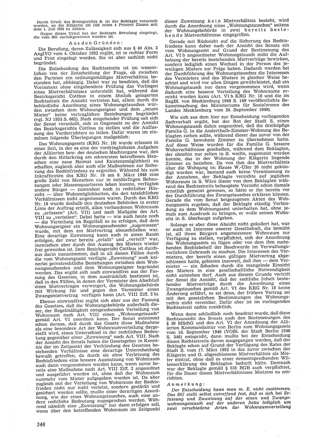 Neue Justiz (NJ), Zeitschrift für Recht und Rechtswissenschaft [Deutsche Demokratische Republik (DDR)], 8. Jahrgang 1954, Seite 346 (NJ DDR 1954, S. 346)