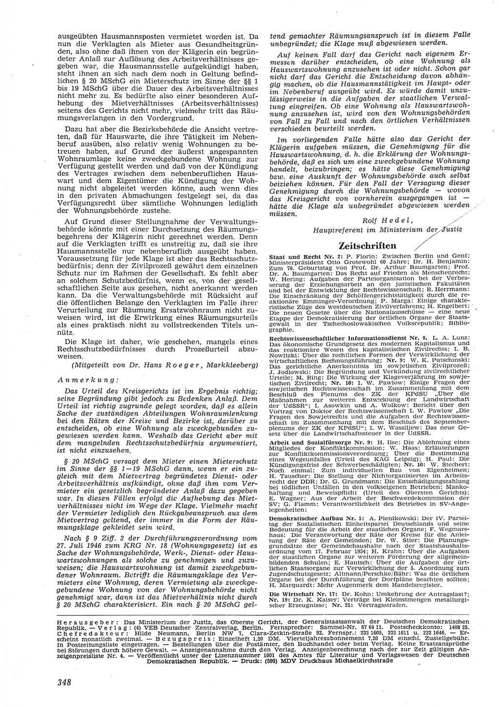 Neue Justiz (NJ), Zeitschrift für Recht und Rechtswissenschaft [Deutsche Demokratische Republik (DDR)], 8. Jahrgang 1954, Seite 348 (NJ DDR 1954, S. 348)