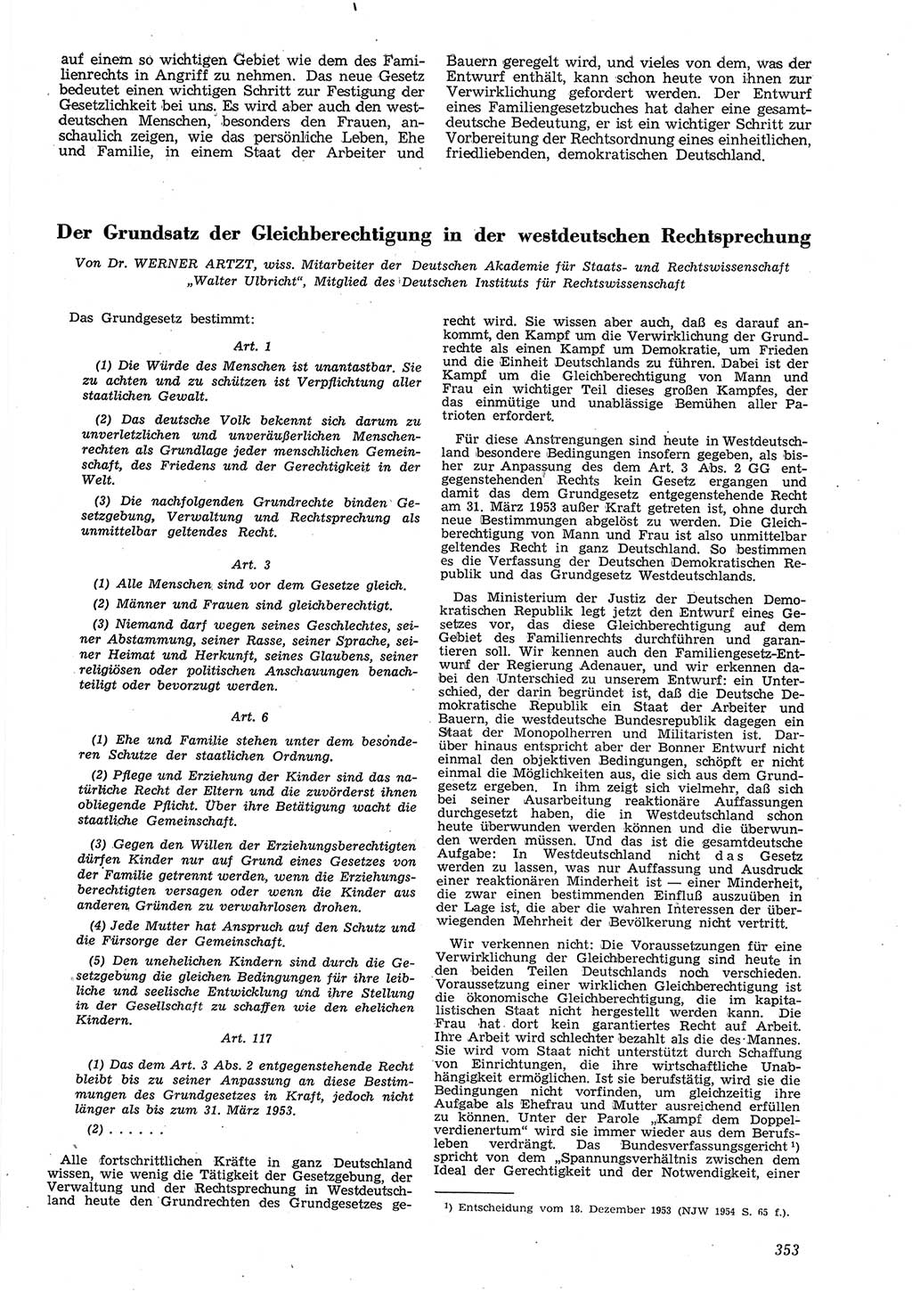 Neue Justiz (NJ), Zeitschrift für Recht und Rechtswissenschaft [Deutsche Demokratische Republik (DDR)], 8. Jahrgang 1954, Seite 353 (NJ DDR 1954, S. 353)