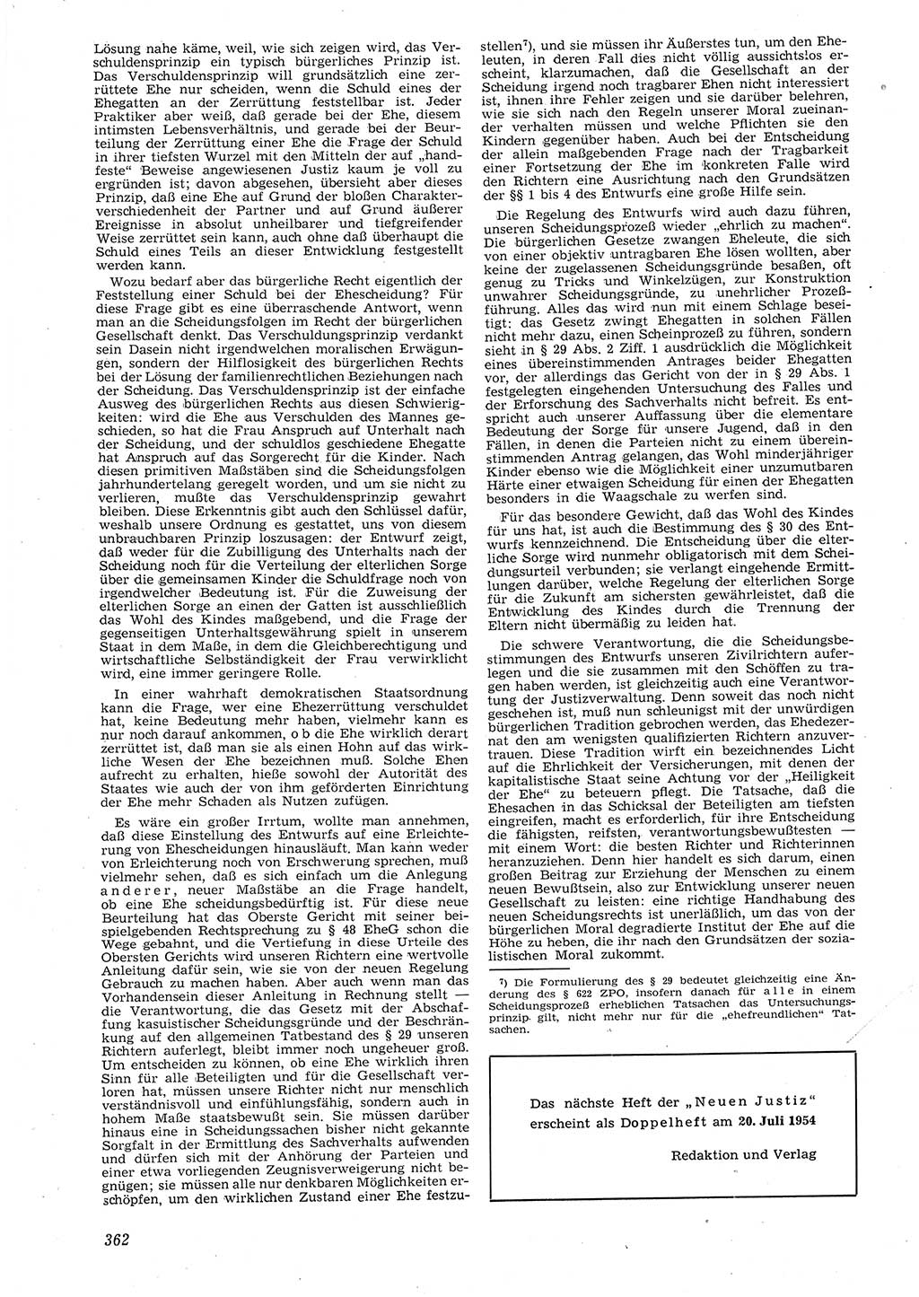 Neue Justiz (NJ), Zeitschrift für Recht und Rechtswissenschaft [Deutsche Demokratische Republik (DDR)], 8. Jahrgang 1954, Seite 362 (NJ DDR 1954, S. 362)
