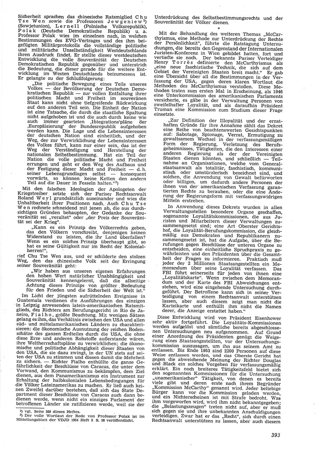 Neue Justiz (NJ), Zeitschrift für Recht und Rechtswissenschaft [Deutsche Demokratische Republik (DDR)], 8. Jahrgang 1954, Seite 393 (NJ DDR 1954, S. 393)