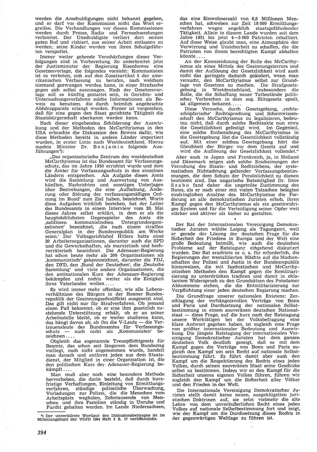 Neue Justiz (NJ), Zeitschrift für Recht und Rechtswissenschaft [Deutsche Demokratische Republik (DDR)], 8. Jahrgang 1954, Seite 394 (NJ DDR 1954, S. 394)