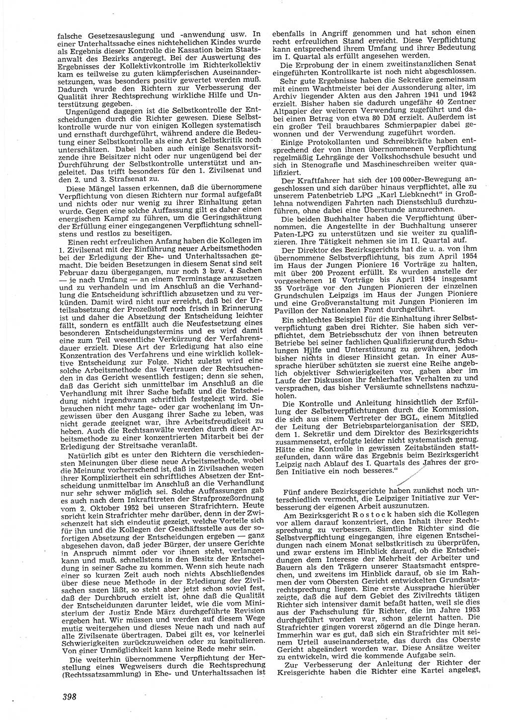 Neue Justiz (NJ), Zeitschrift für Recht und Rechtswissenschaft [Deutsche Demokratische Republik (DDR)], 8. Jahrgang 1954, Seite 398 (NJ DDR 1954, S. 398)