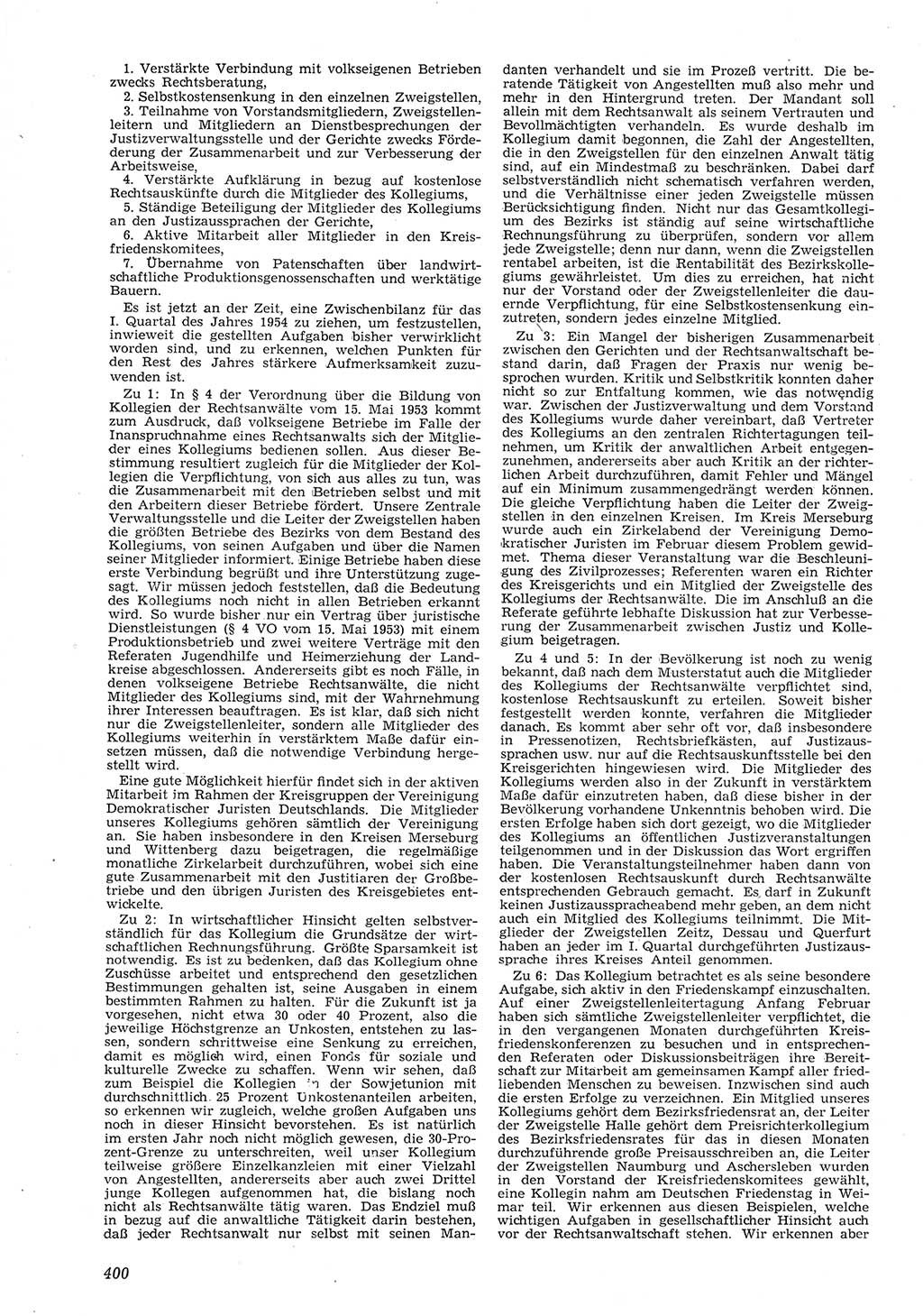 Neue Justiz (NJ), Zeitschrift für Recht und Rechtswissenschaft [Deutsche Demokratische Republik (DDR)], 8. Jahrgang 1954, Seite 400 (NJ DDR 1954, S. 400)