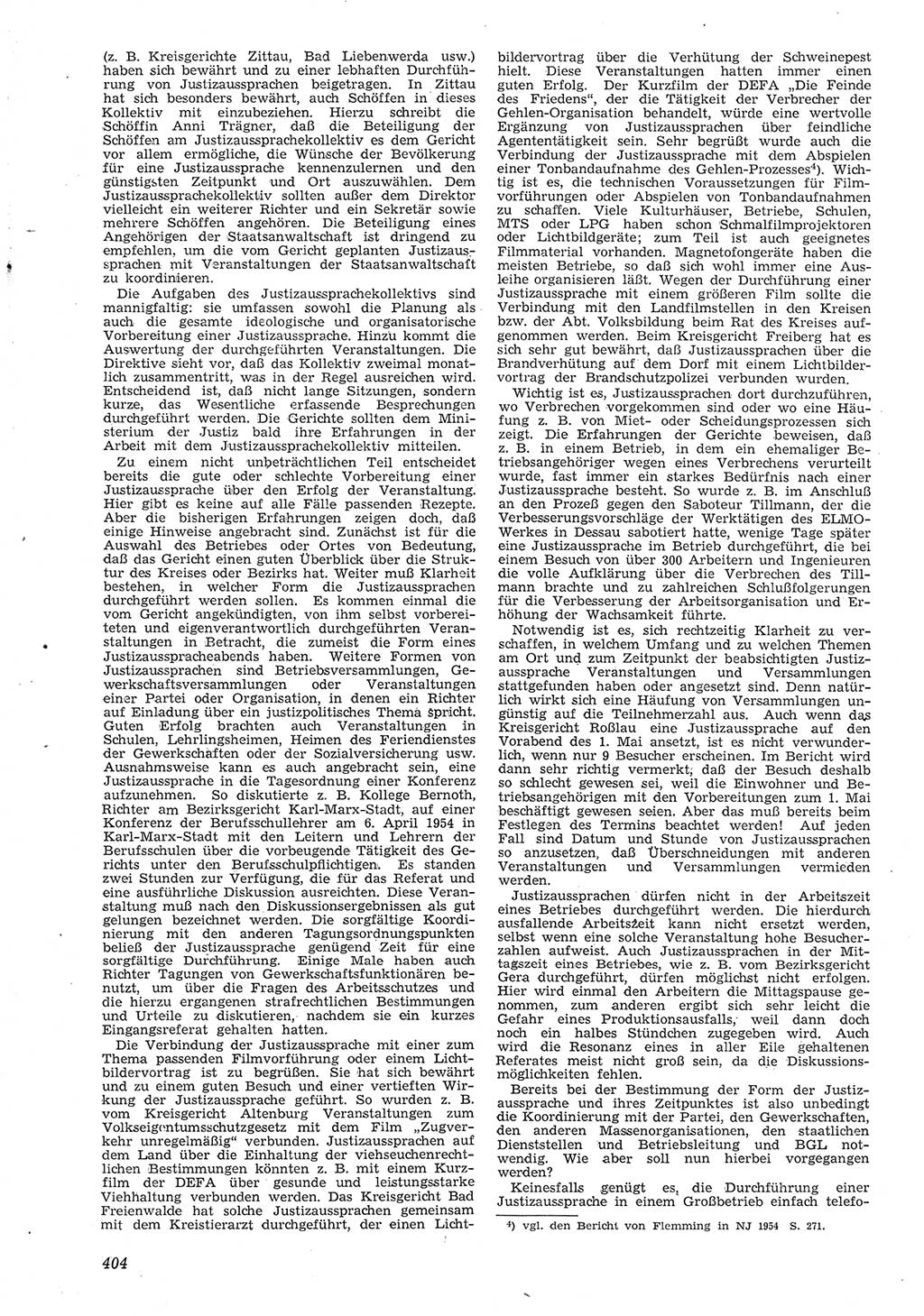 Neue Justiz (NJ), Zeitschrift für Recht und Rechtswissenschaft [Deutsche Demokratische Republik (DDR)], 8. Jahrgang 1954, Seite 404 (NJ DDR 1954, S. 404)