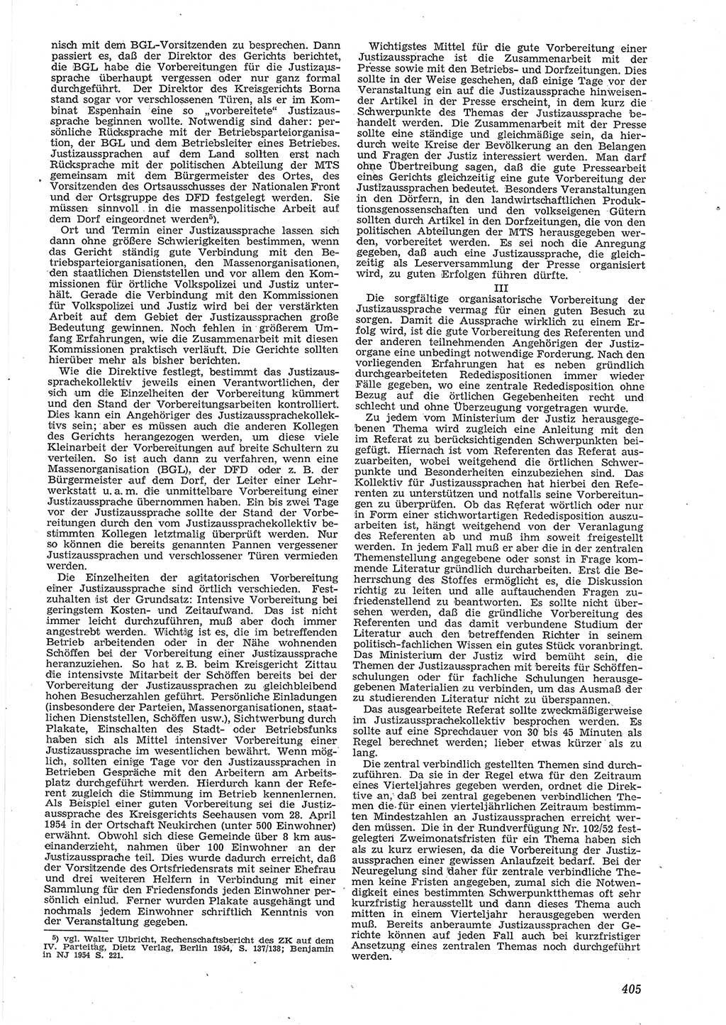 Neue Justiz (NJ), Zeitschrift für Recht und Rechtswissenschaft [Deutsche Demokratische Republik (DDR)], 8. Jahrgang 1954, Seite 405 (NJ DDR 1954, S. 405)