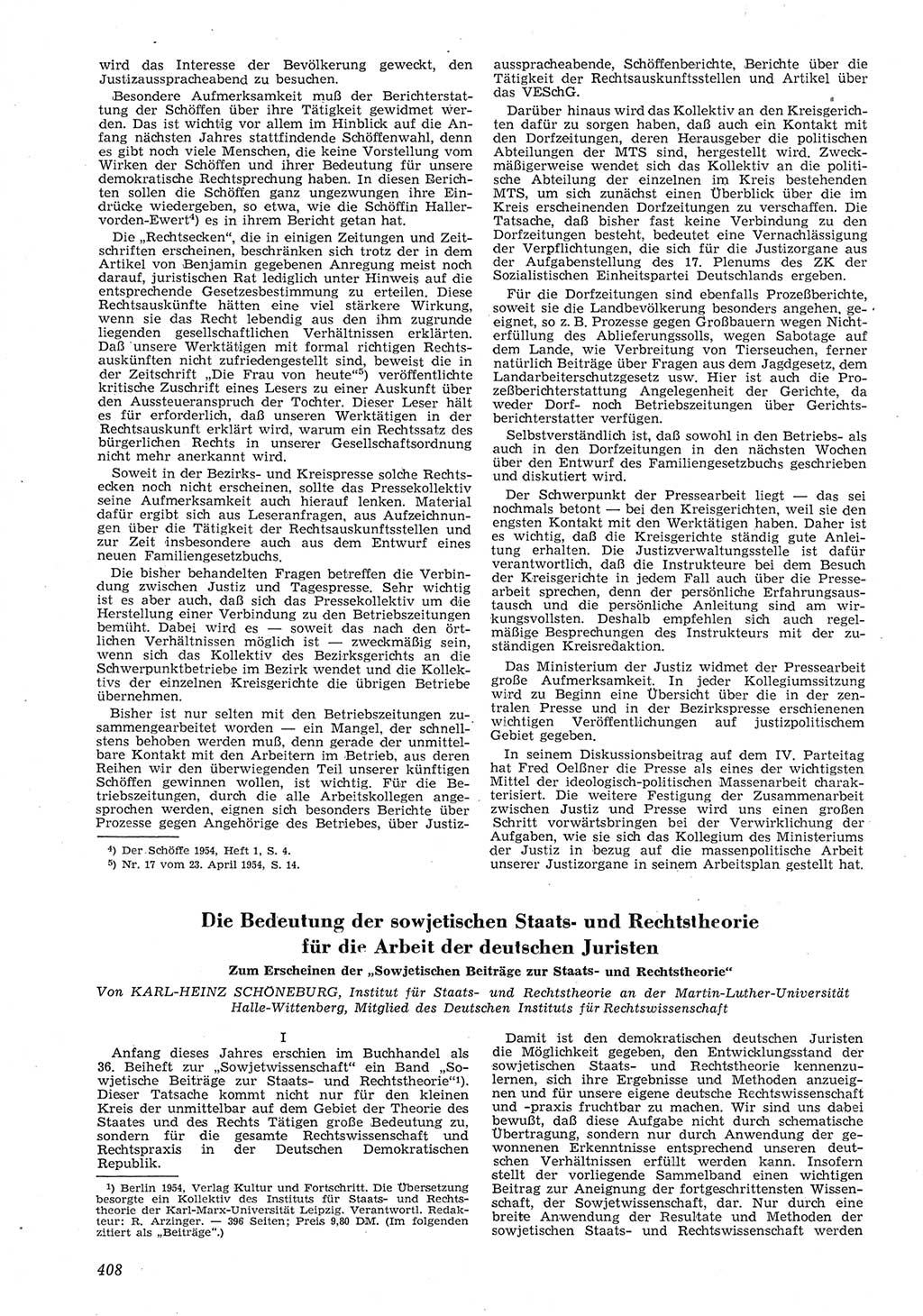 Neue Justiz (NJ), Zeitschrift für Recht und Rechtswissenschaft [Deutsche Demokratische Republik (DDR)], 8. Jahrgang 1954, Seite 408 (NJ DDR 1954, S. 408)