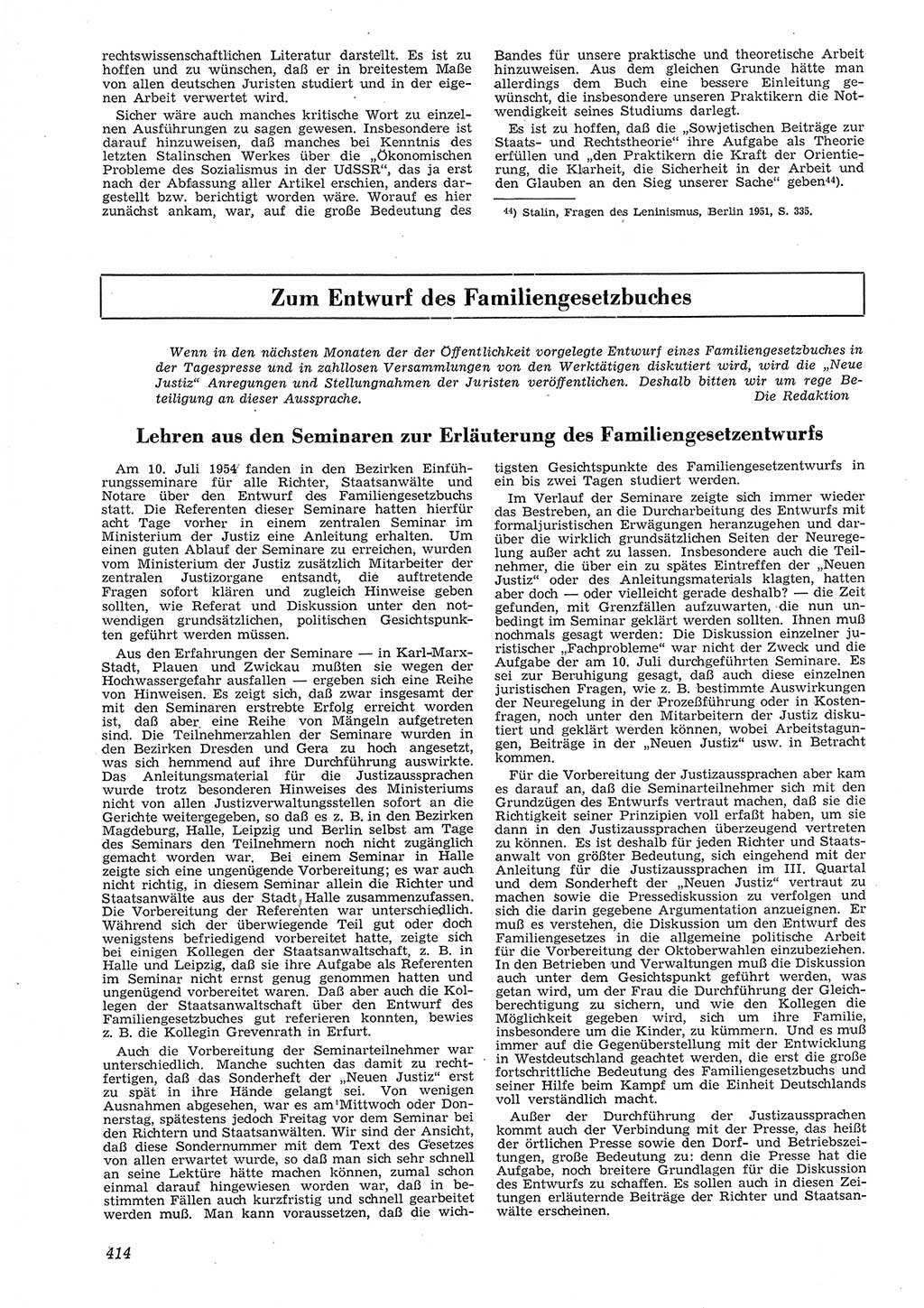 Neue Justiz (NJ), Zeitschrift für Recht und Rechtswissenschaft [Deutsche Demokratische Republik (DDR)], 8. Jahrgang 1954, Seite 414 (NJ DDR 1954, S. 414)