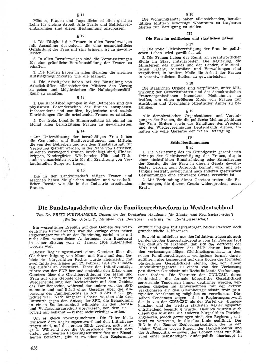 Neue Justiz (NJ), Zeitschrift für Recht und Rechtswissenschaft [Deutsche Demokratische Republik (DDR)], 8. Jahrgang 1954, Seite 416 (NJ DDR 1954, S. 416)