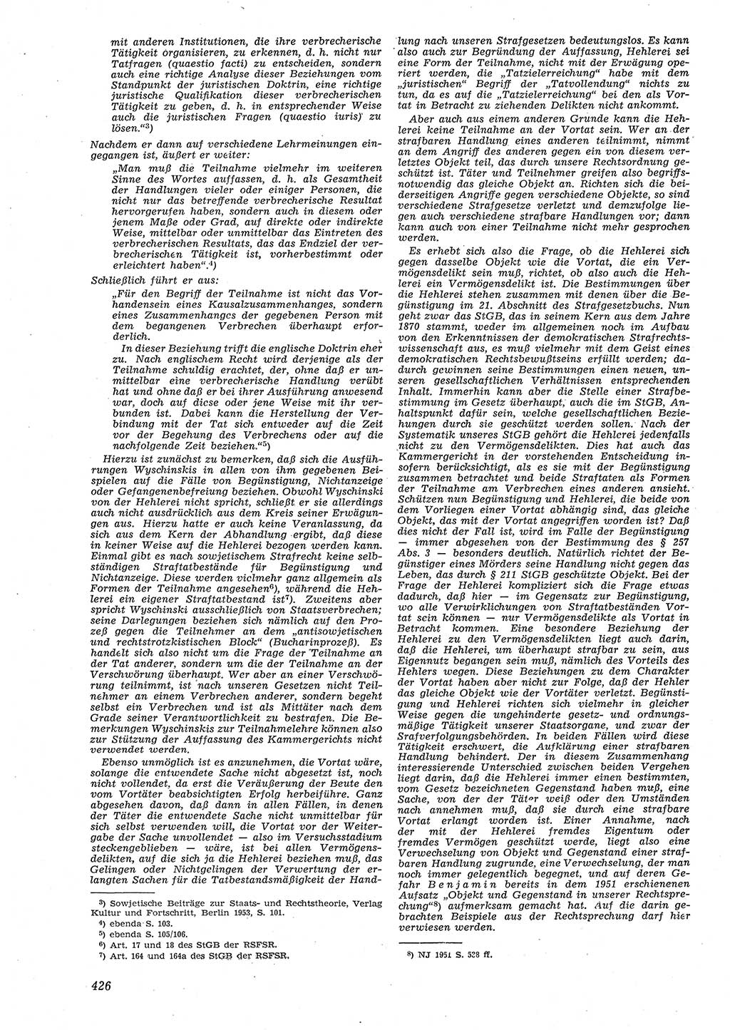 Neue Justiz (NJ), Zeitschrift für Recht und Rechtswissenschaft [Deutsche Demokratische Republik (DDR)], 8. Jahrgang 1954, Seite 426 (NJ DDR 1954, S. 426)
