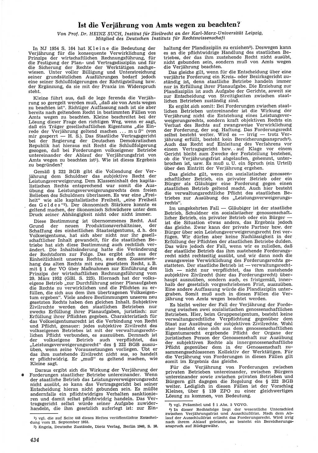 Neue Justiz (NJ), Zeitschrift für Recht und Rechtswissenschaft [Deutsche Demokratische Republik (DDR)], 8. Jahrgang 1954, Seite 434 (NJ DDR 1954, S. 434)