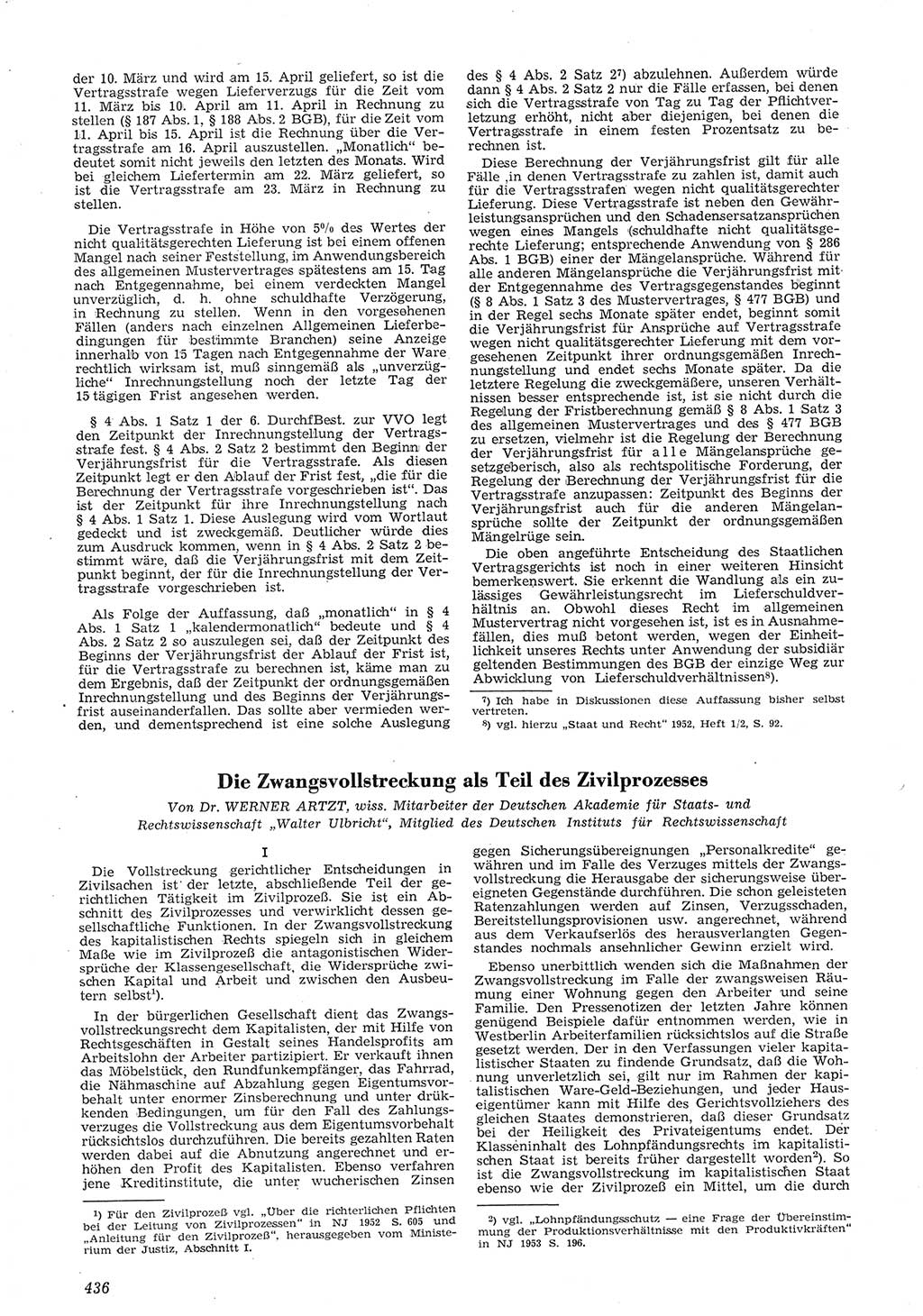 Neue Justiz (NJ), Zeitschrift für Recht und Rechtswissenschaft [Deutsche Demokratische Republik (DDR)], 8. Jahrgang 1954, Seite 436 (NJ DDR 1954, S. 436)