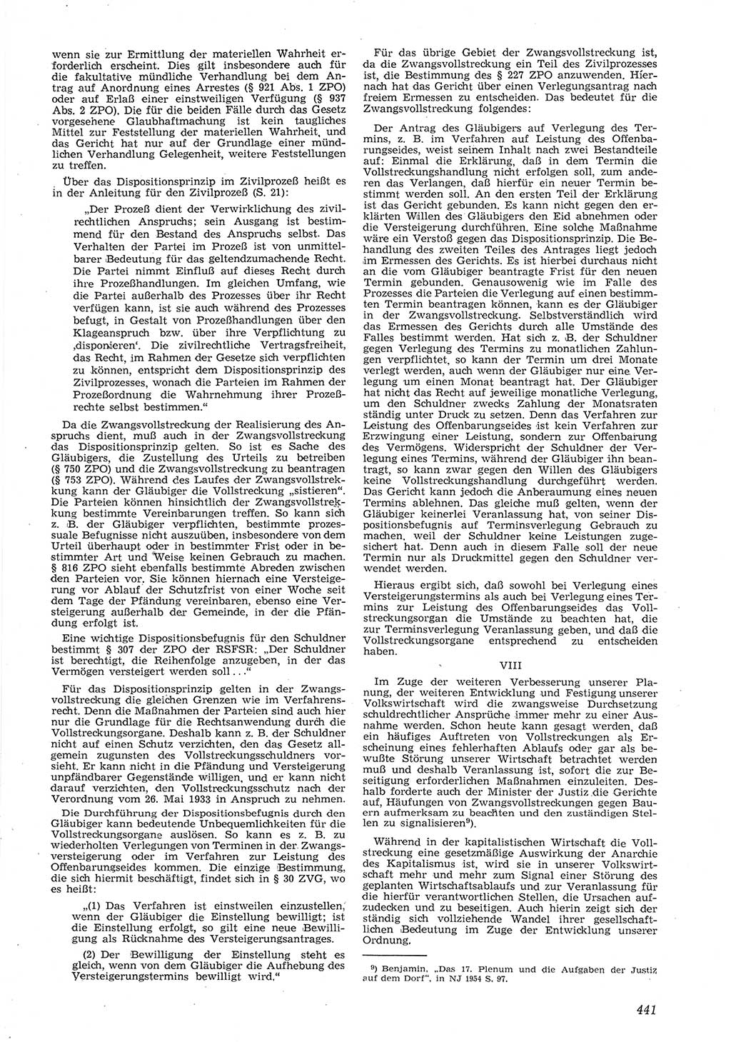 Neue Justiz (NJ), Zeitschrift für Recht und Rechtswissenschaft [Deutsche Demokratische Republik (DDR)], 8. Jahrgang 1954, Seite 441 (NJ DDR 1954, S. 441)