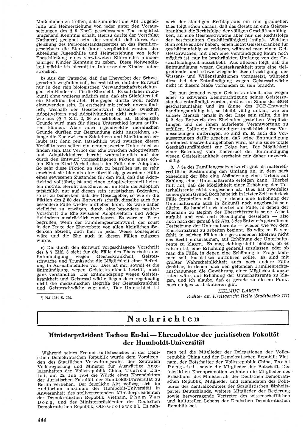 Neue Justiz (NJ), Zeitschrift für Recht und Rechtswissenschaft [Deutsche Demokratische Republik (DDR)], 8. Jahrgang 1954, Seite 444 (NJ DDR 1954, S. 444)