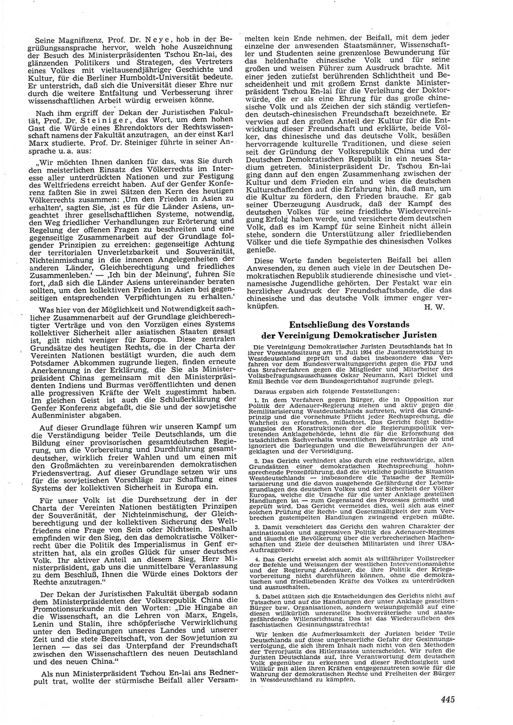 Neue Justiz (NJ), Zeitschrift für Recht und Rechtswissenschaft [Deutsche Demokratische Republik (DDR)], 8. Jahrgang 1954, Seite 445 (NJ DDR 1954, S. 445)