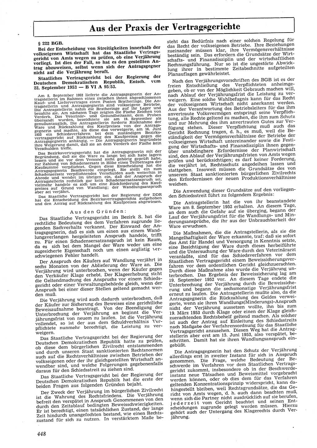 Neue Justiz (NJ), Zeitschrift für Recht und Rechtswissenschaft [Deutsche Demokratische Republik (DDR)], 8. Jahrgang 1954, Seite 448 (NJ DDR 1954, S. 448)