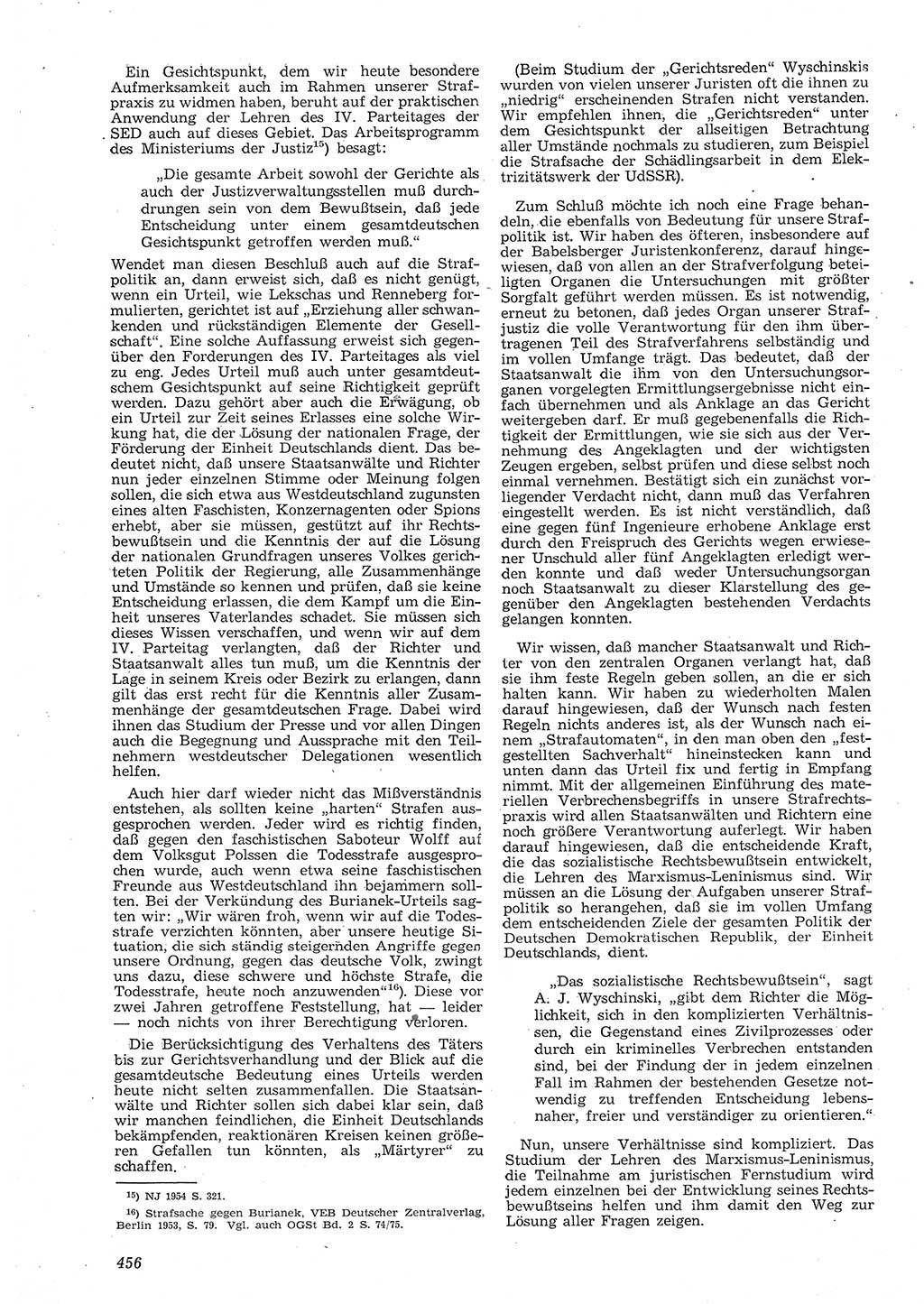 Neue Justiz (NJ), Zeitschrift für Recht und Rechtswissenschaft [Deutsche Demokratische Republik (DDR)], 8. Jahrgang 1954, Seite 456 (NJ DDR 1954, S. 456)