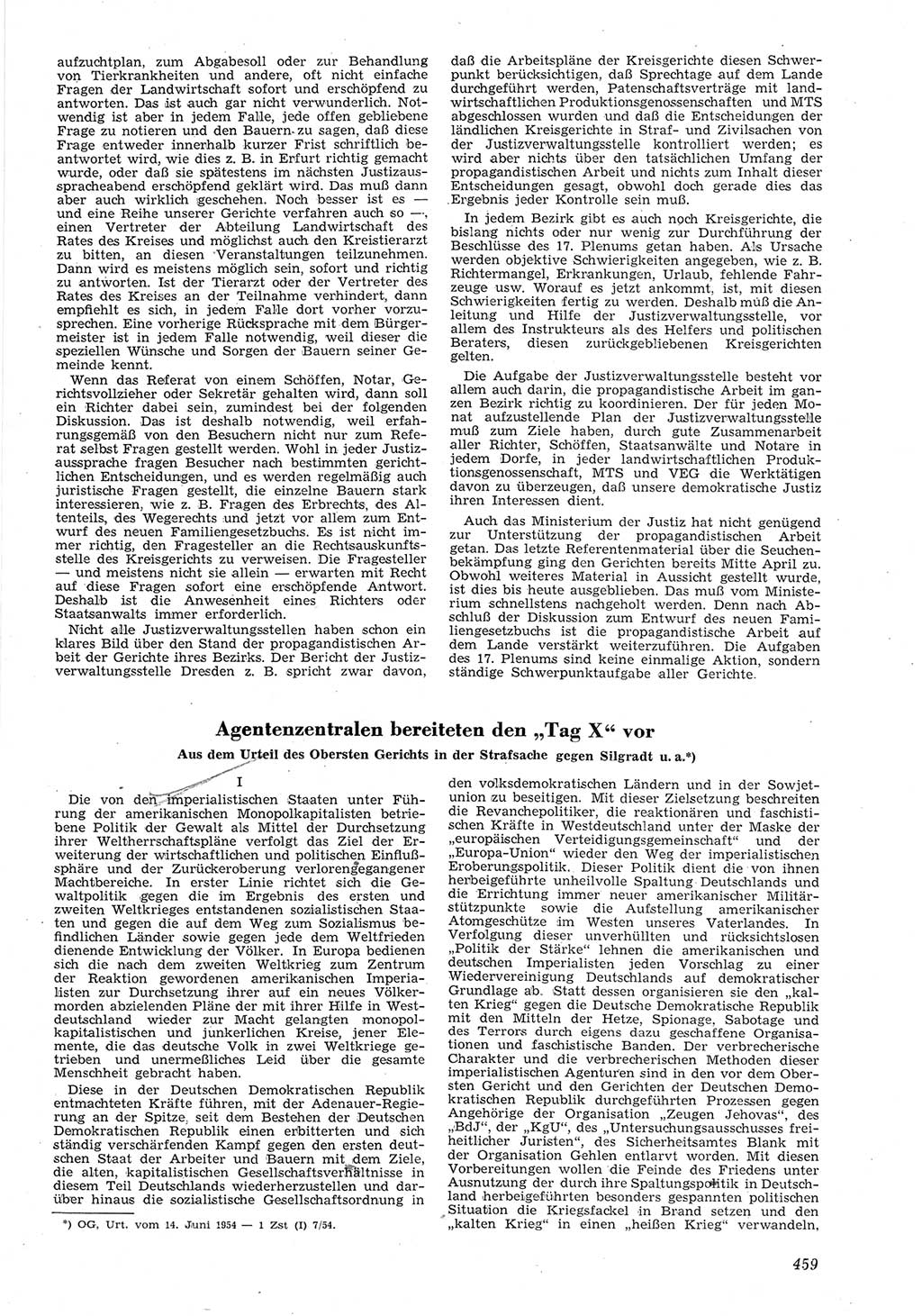Neue Justiz (NJ), Zeitschrift für Recht und Rechtswissenschaft [Deutsche Demokratische Republik (DDR)], 8. Jahrgang 1954, Seite 459 (NJ DDR 1954, S. 459)
