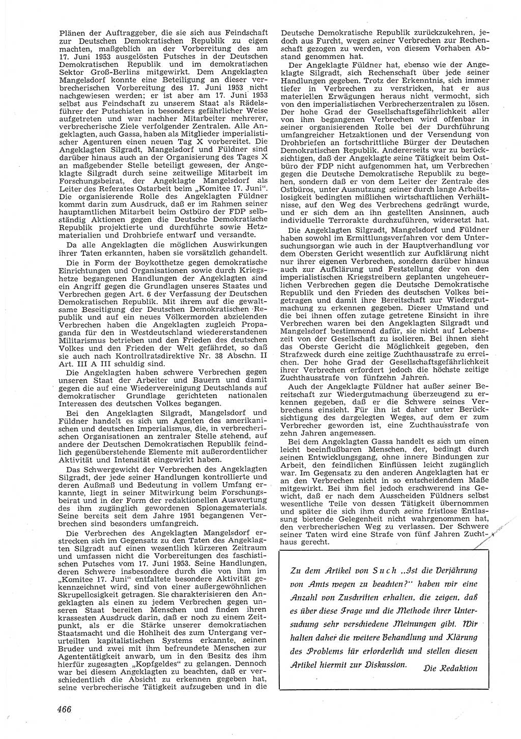 Neue Justiz (NJ), Zeitschrift für Recht und Rechtswissenschaft [Deutsche Demokratische Republik (DDR)], 8. Jahrgang 1954, Seite 466 (NJ DDR 1954, S. 466)